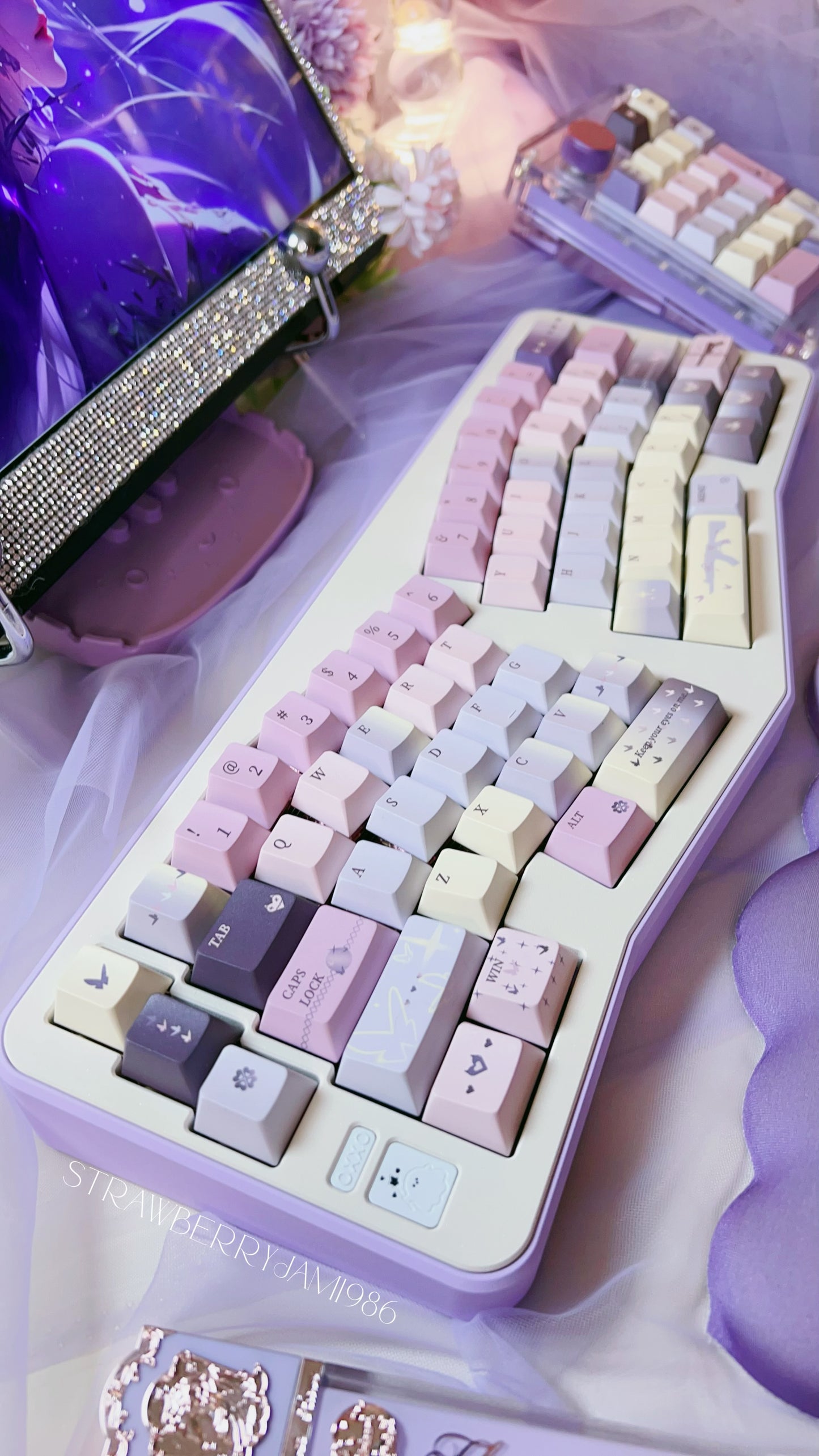 【Preorder】 Prebuild MAEWA LAB AHOLLC Purple Beige Ergonomic Aluminum Customized Mechanical Keyboard