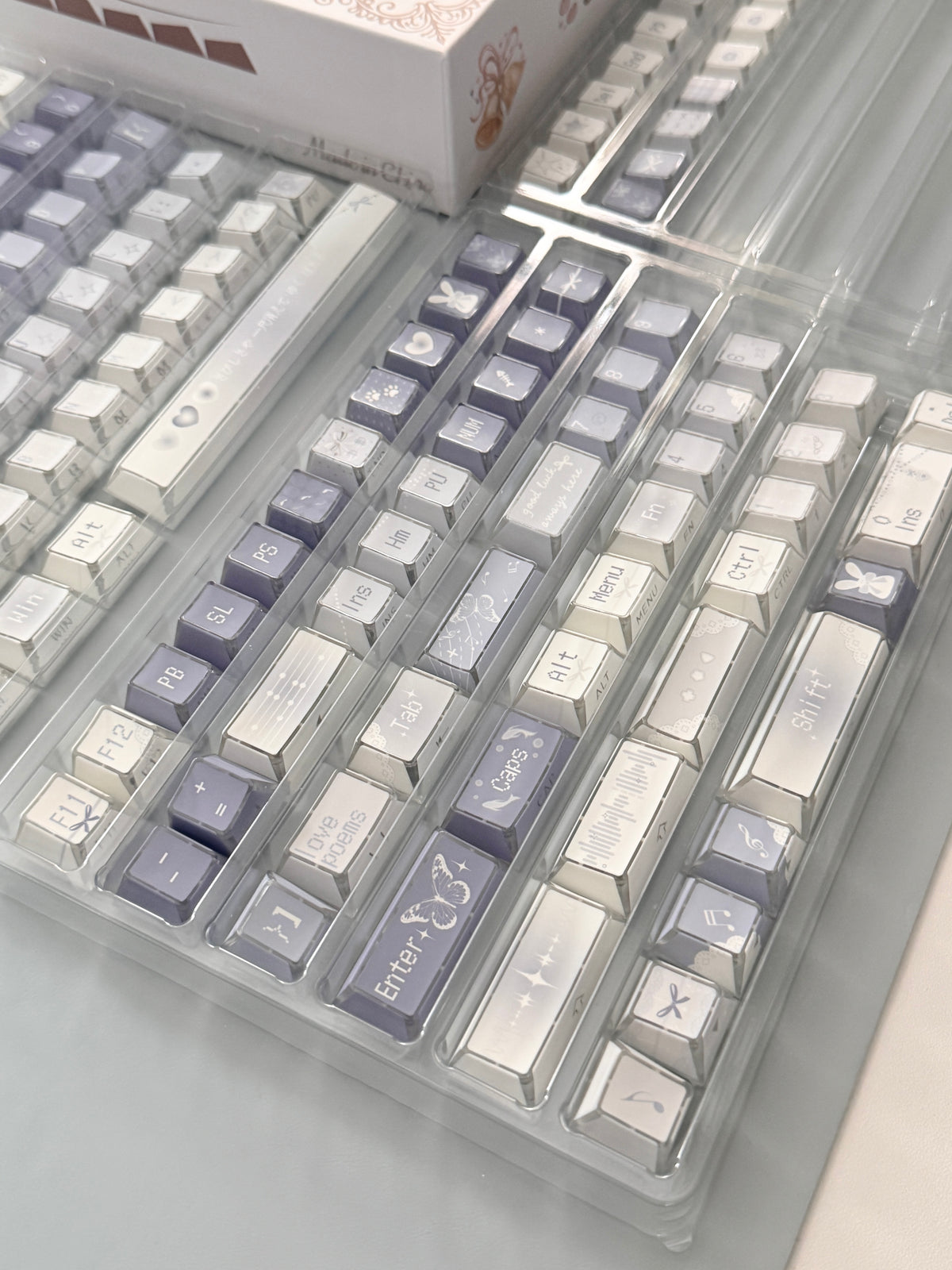 #0304 Lavender Butterfly Dream Keycaps | Pastel Blue Purple Fairycore Mechanical Keyboard Keycaps