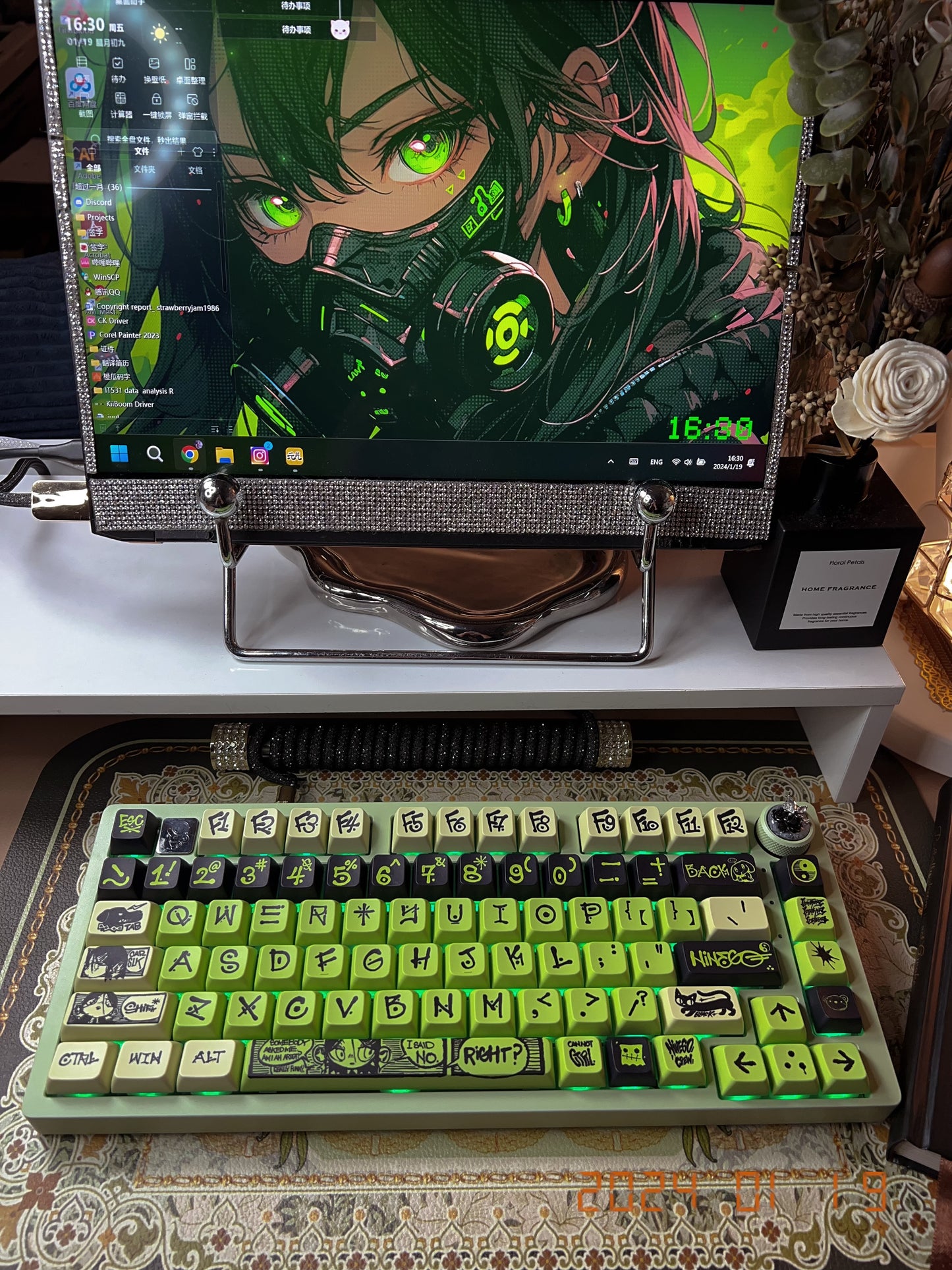 025 Bright Green NINEGO street artists designer PBT MDA profile 135 keys keycap set