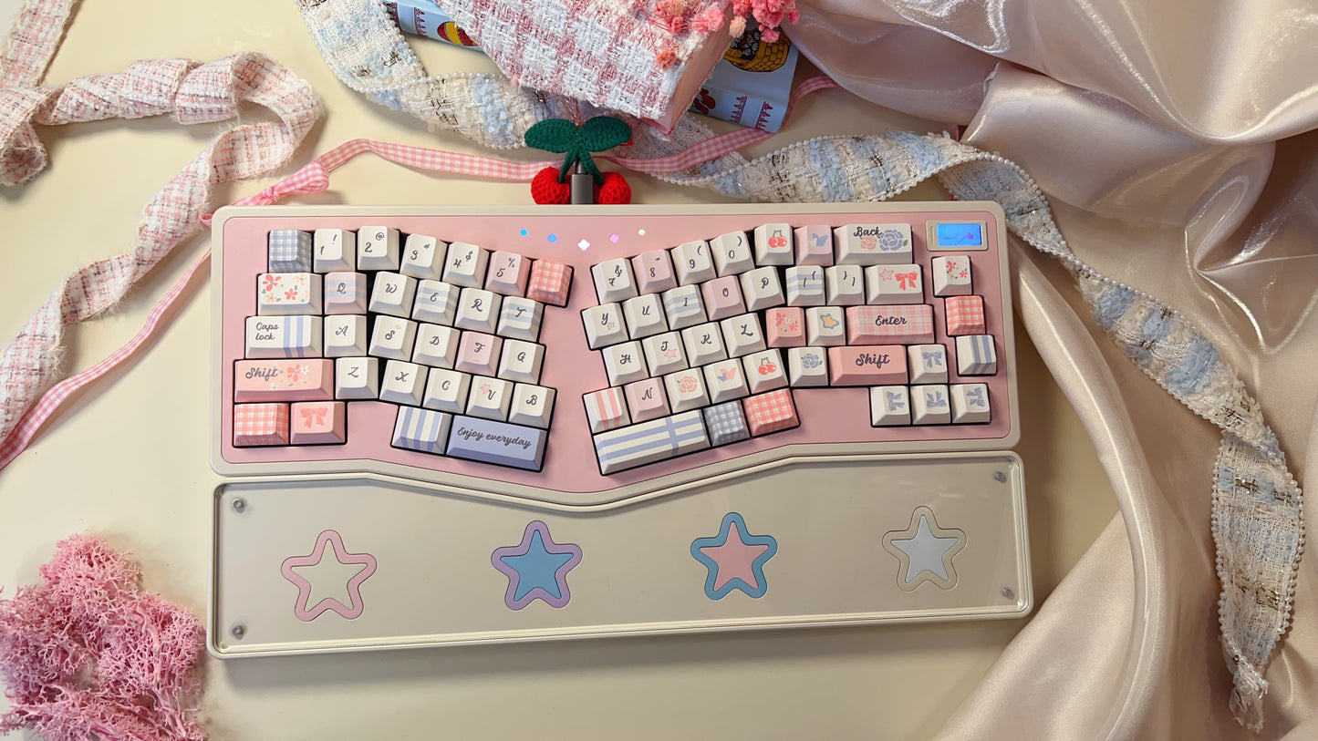 043 Pastel Pink Blue Grids Garden Keycap Cherry/ MOA Profile 152 keys BeeFun design