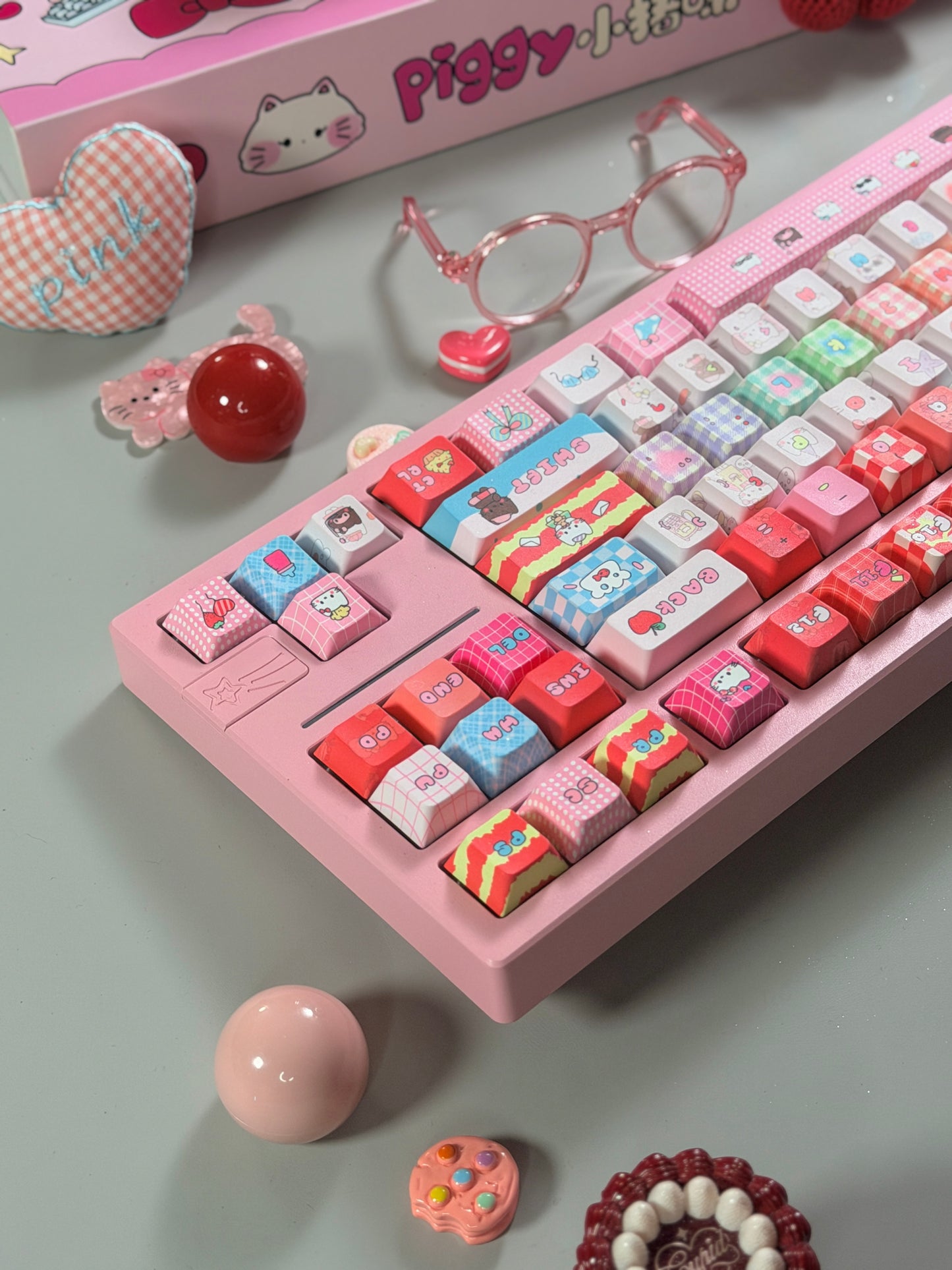 Unboxing Clearance ONLY 1 Instock Prebuilt Galaxy80 Pink Aluminum Customized Mechanical Keyboard + Kitty keycap Set