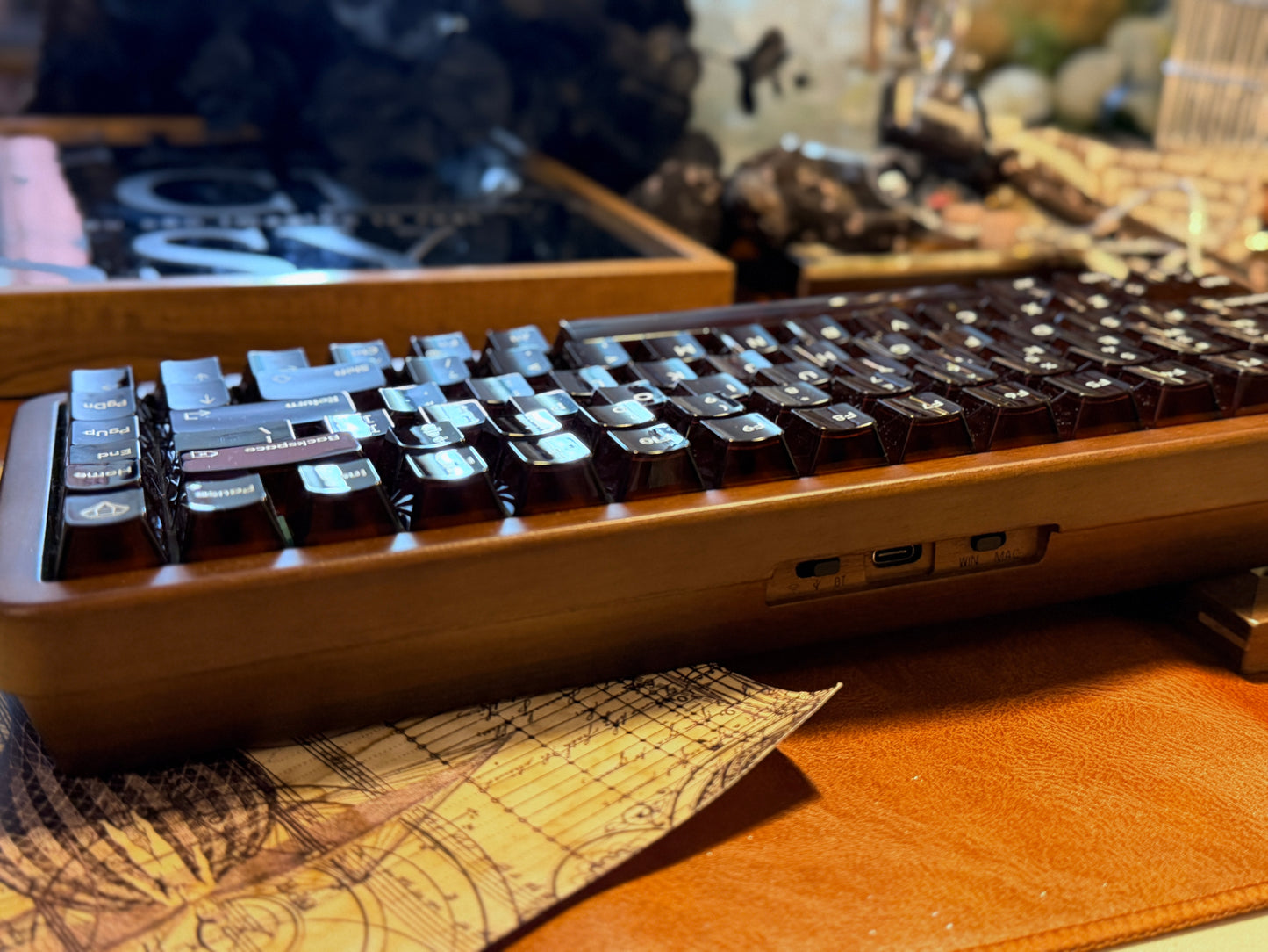 Unboxing Clearance ONLY 1 Instock WOMIER WD75 WIRELESS WOODEN KEYBOARD ➕ lelelab Lele Gems Crystal Keycaps