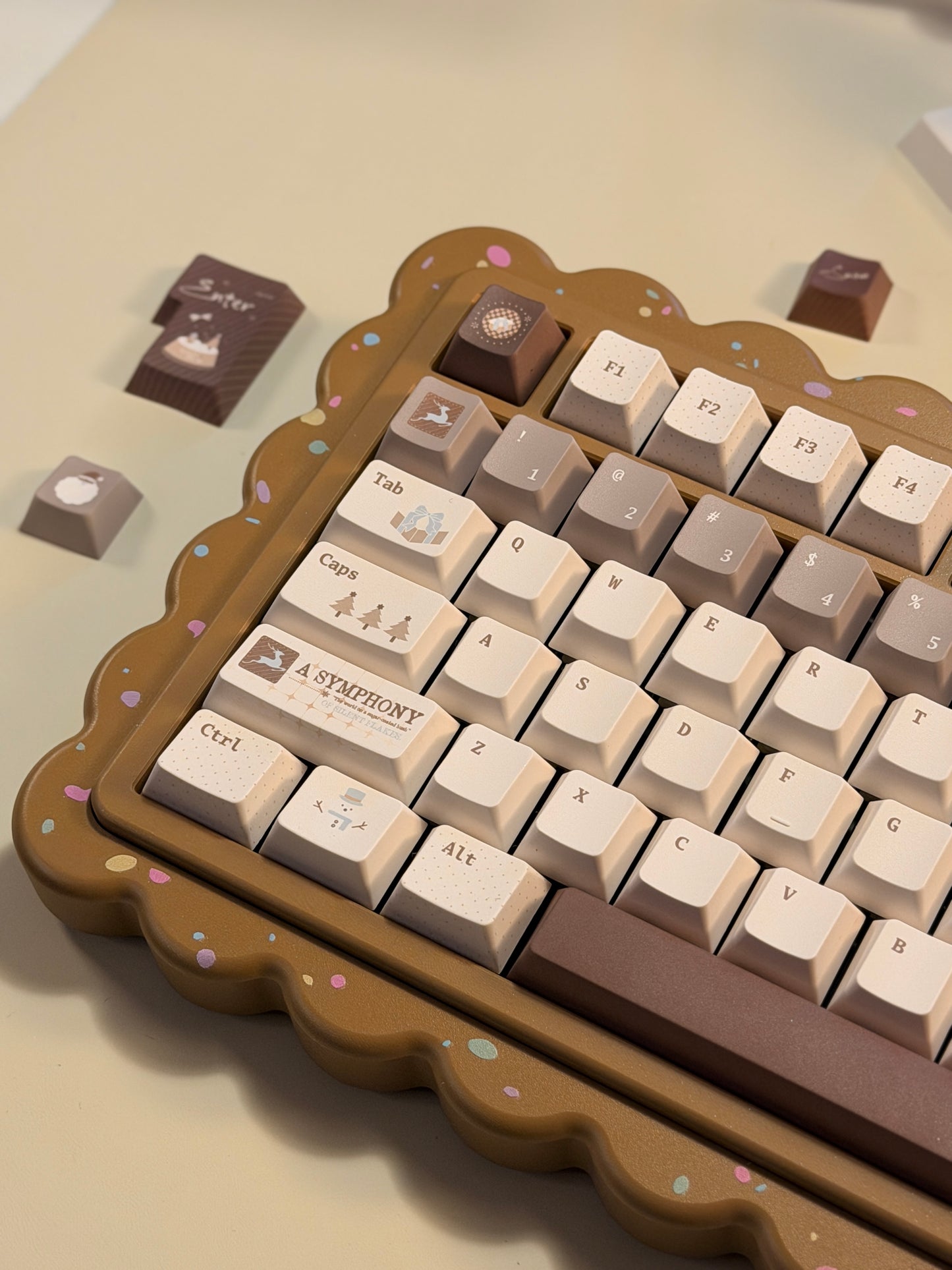 ONLY 1 Instock Prebuilt Aluminum Customized Mechanical Keyboard Cookies75 Brown Sugar Set