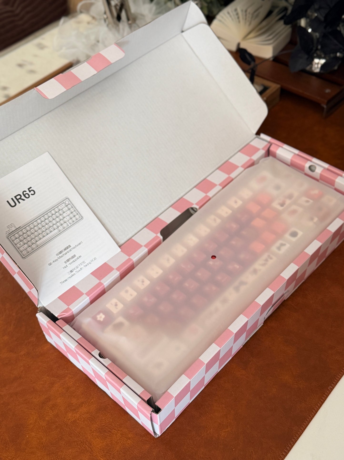 Unboxing Clearance UR65 Cute Red Mechanical Customized Keyboard (Tri-mode Gasket Hot-Swappable RGB