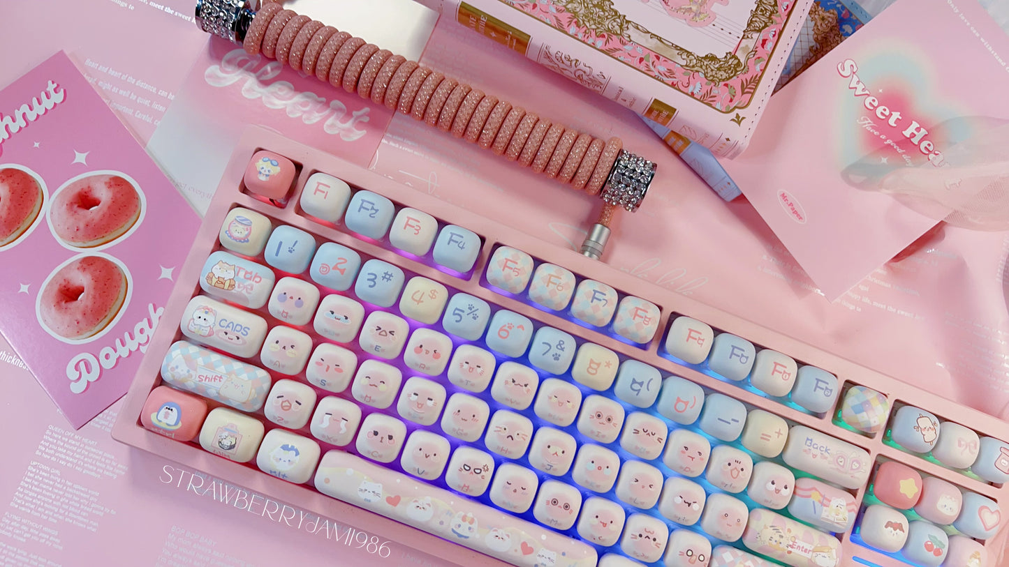 [only 1 Instock] Prebuilt Galaxy80 Pink Aluminum Customized Mechanical Keyboard