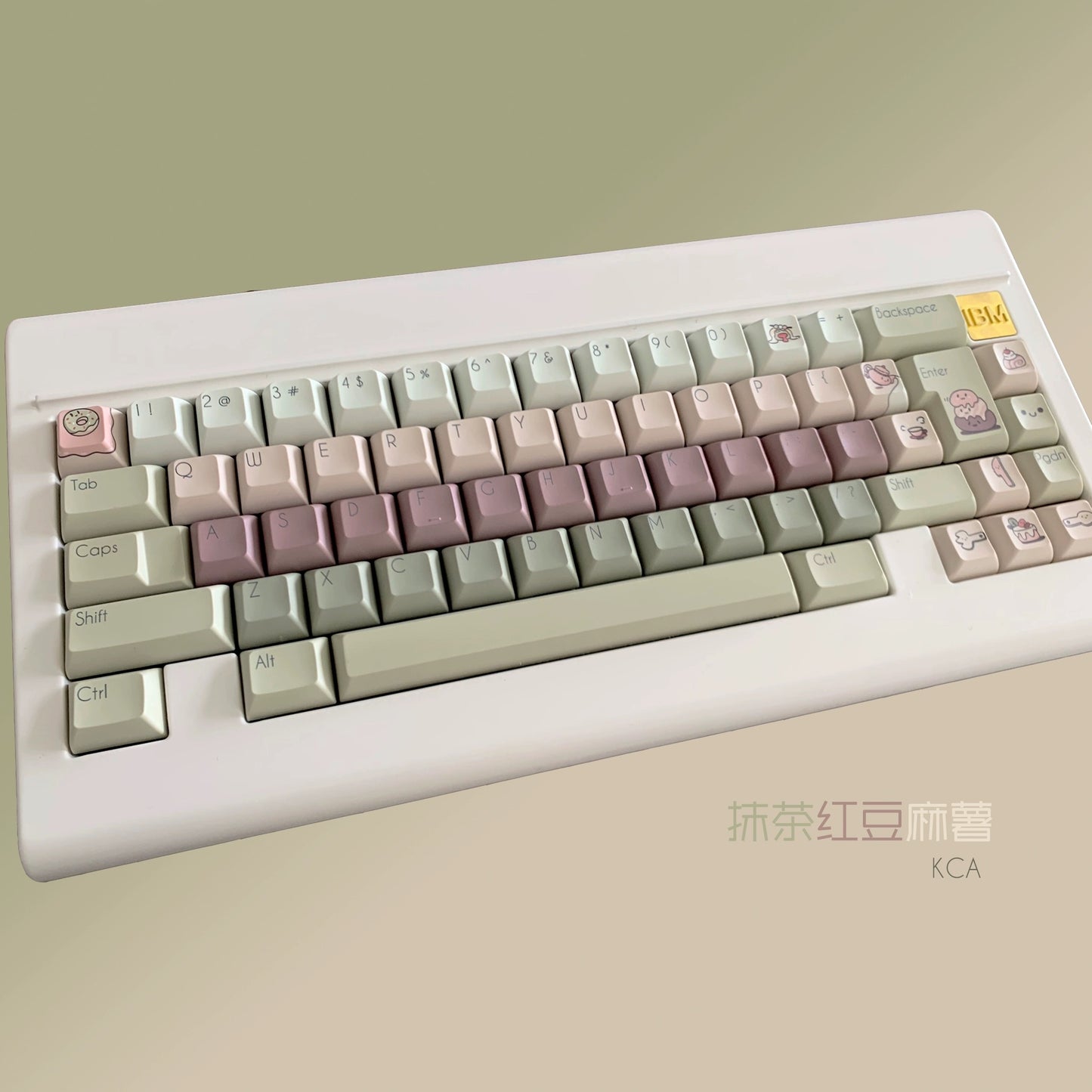 strawberryjam1986 Matcha Red Bean Mochi Original Green Five-sided Sublimation PBT Customized Keycaps