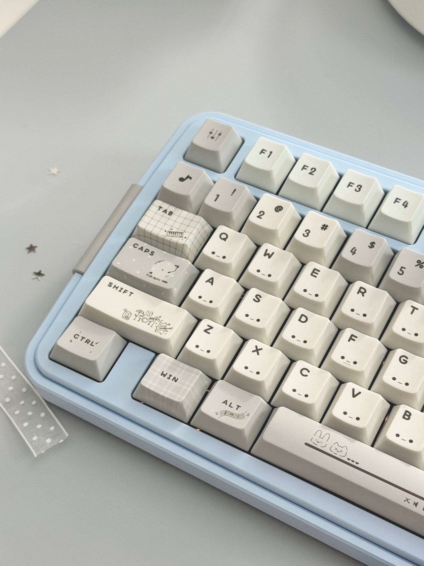 ONLY 1 Instock Prebuilt Aluminum Custom Mechanical Keyboard Bread80 Wireless Pale Blue Set
