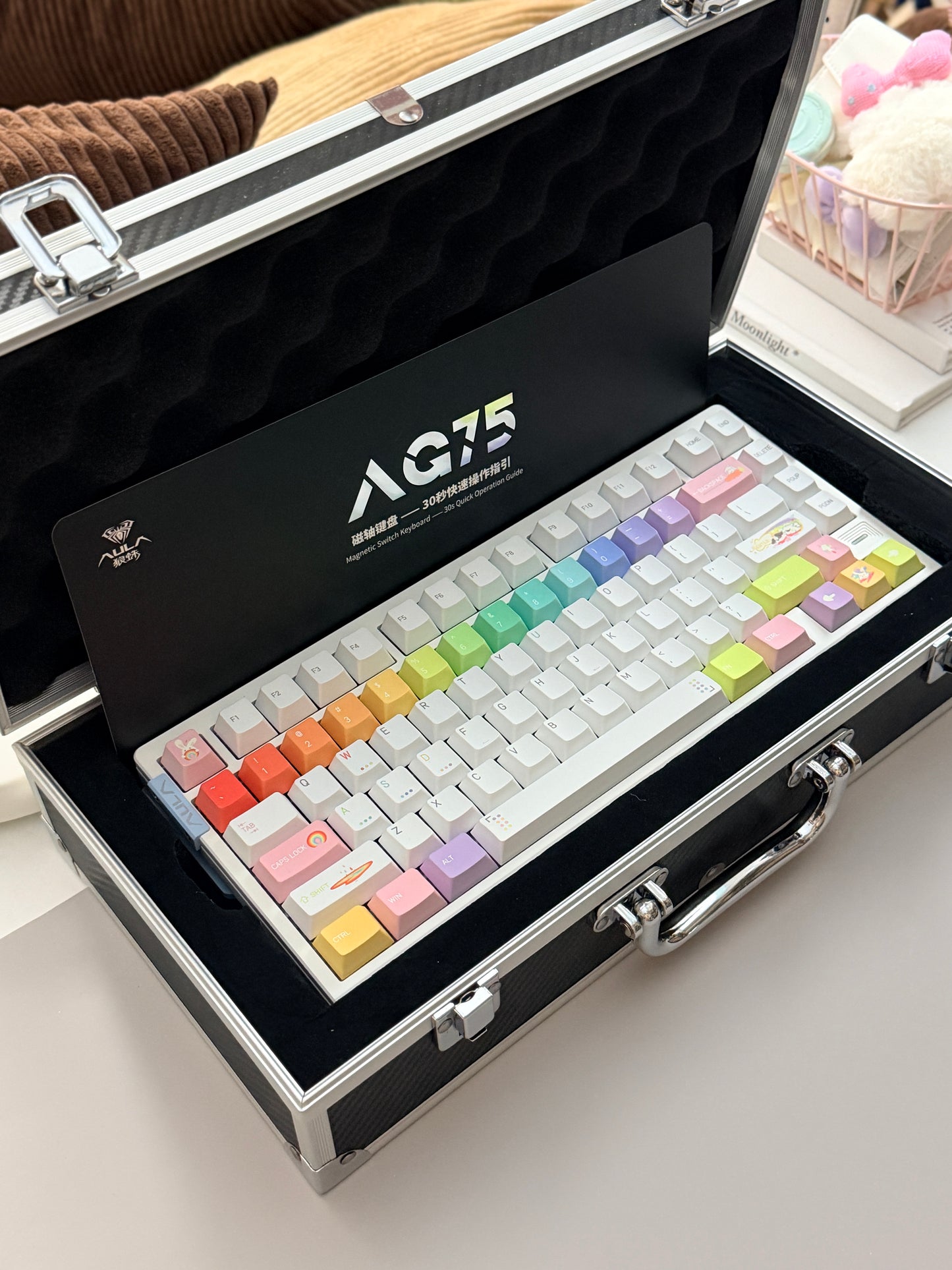 Unboxing Clearance ONLY 1 Instock AULA AG75 Wired Aluminum Keyboard – Shock-Dampening Cloud Rock White(Pro)