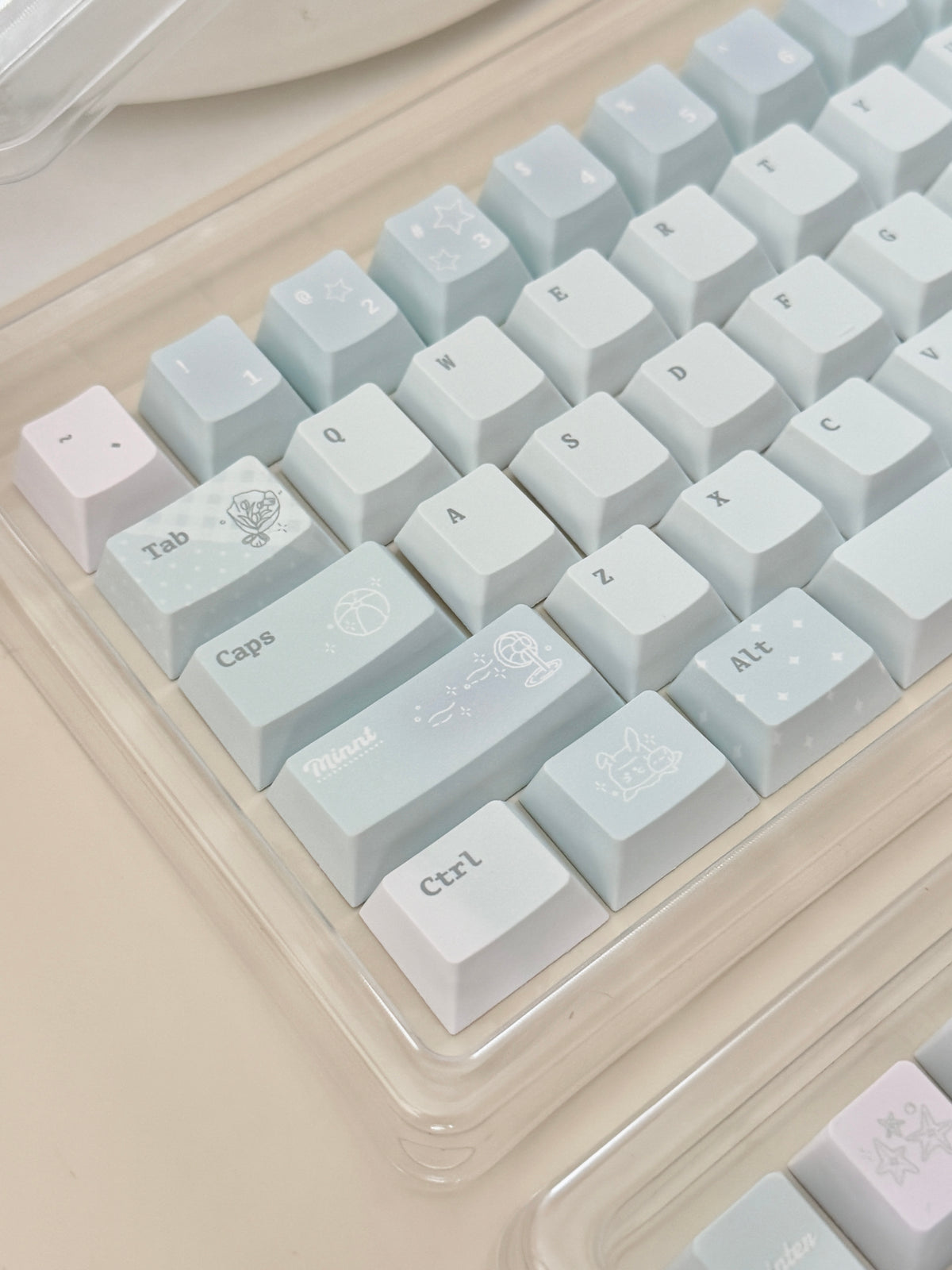 #0305 Ice Mint Jelly Keycaps | Pastel Blue Mint Mechanical Keyboard Keycaps