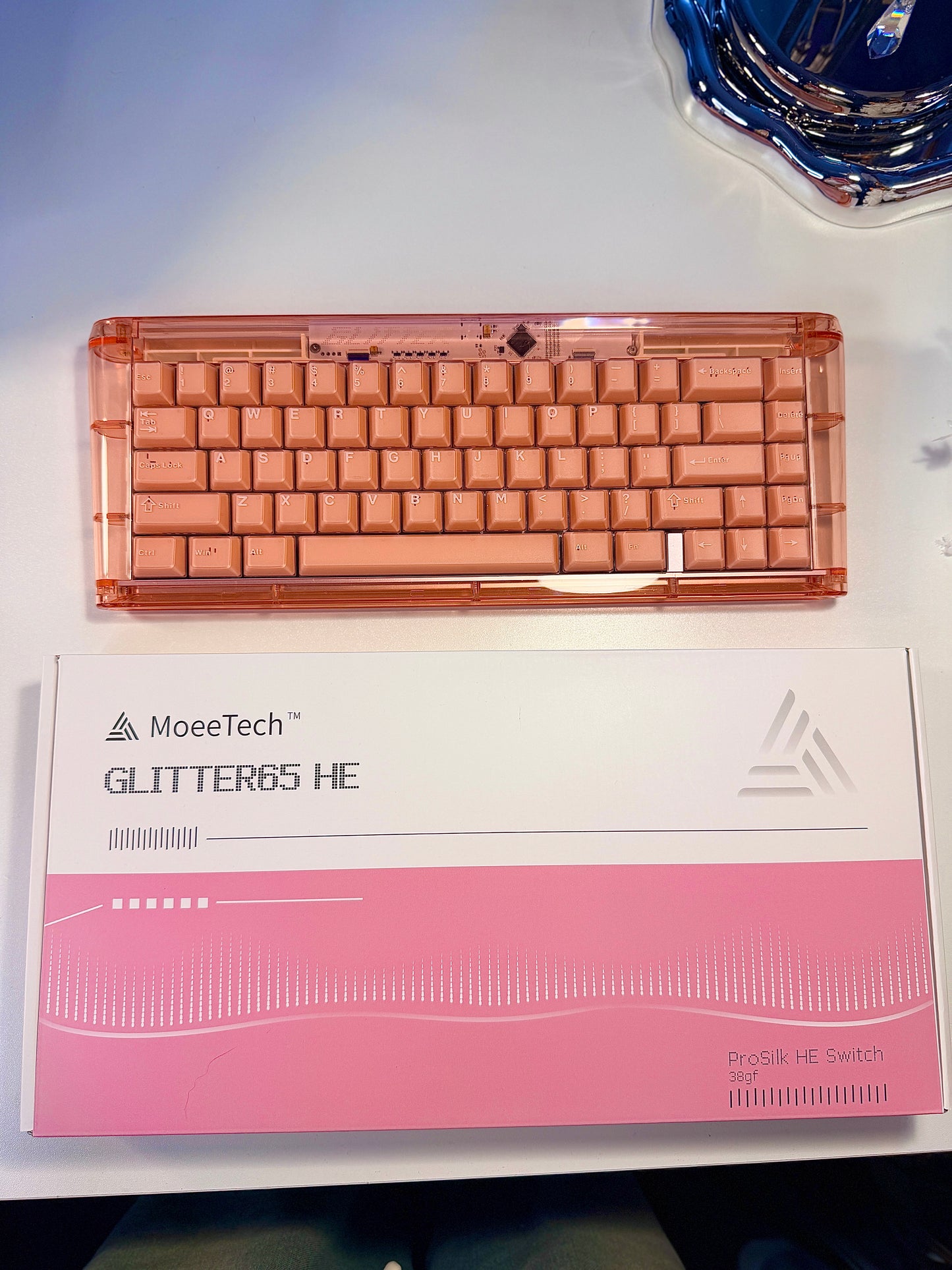 Unboxing For SALEs moeetech GLITTER65 HE (ProSilk HE) Magnetic Switch Keyboard Orange Peach With Bag R2