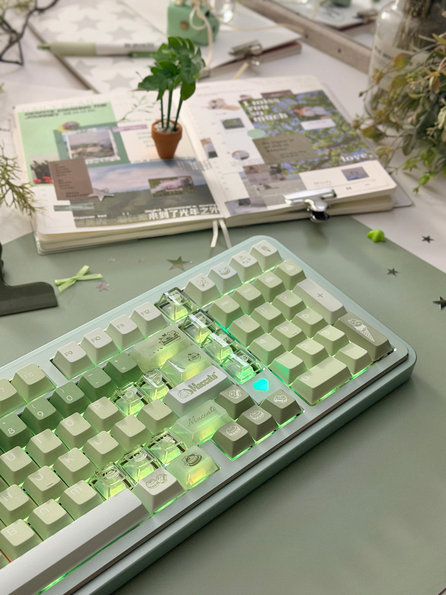 ONLY 1 Instock Prebuilt Aluminum Custom Mechanical Keyboard Story100 Anodized Green Wireless Set