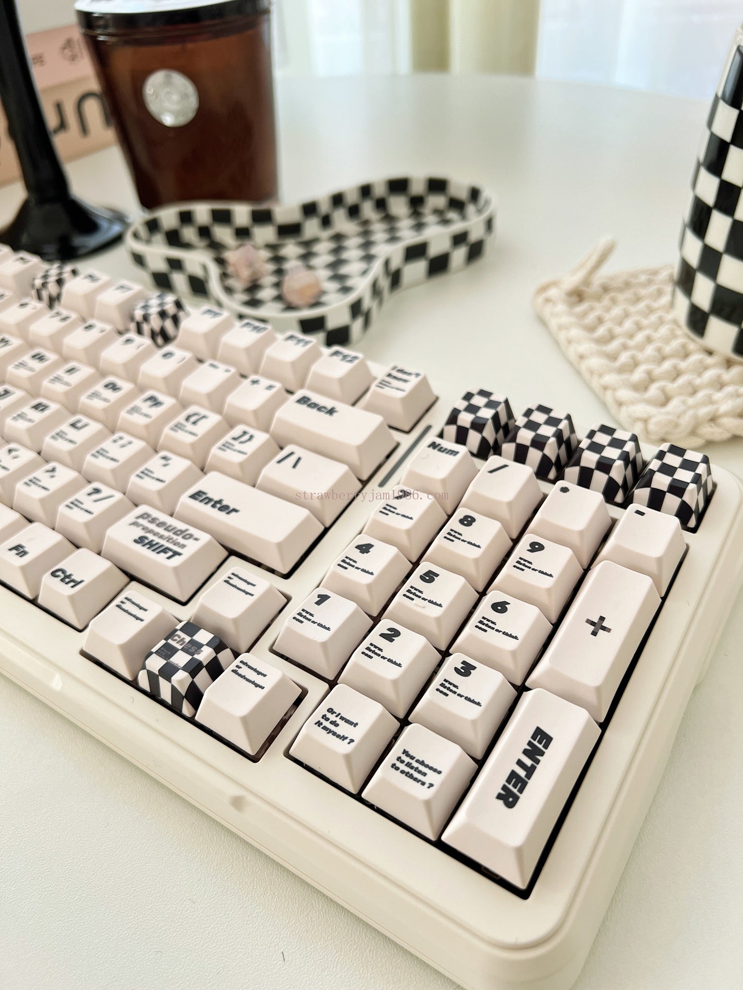 020 Black and White Pseudo Proposition Checkerboard Cherry Profile Keycaps Customized Designer Keycaps