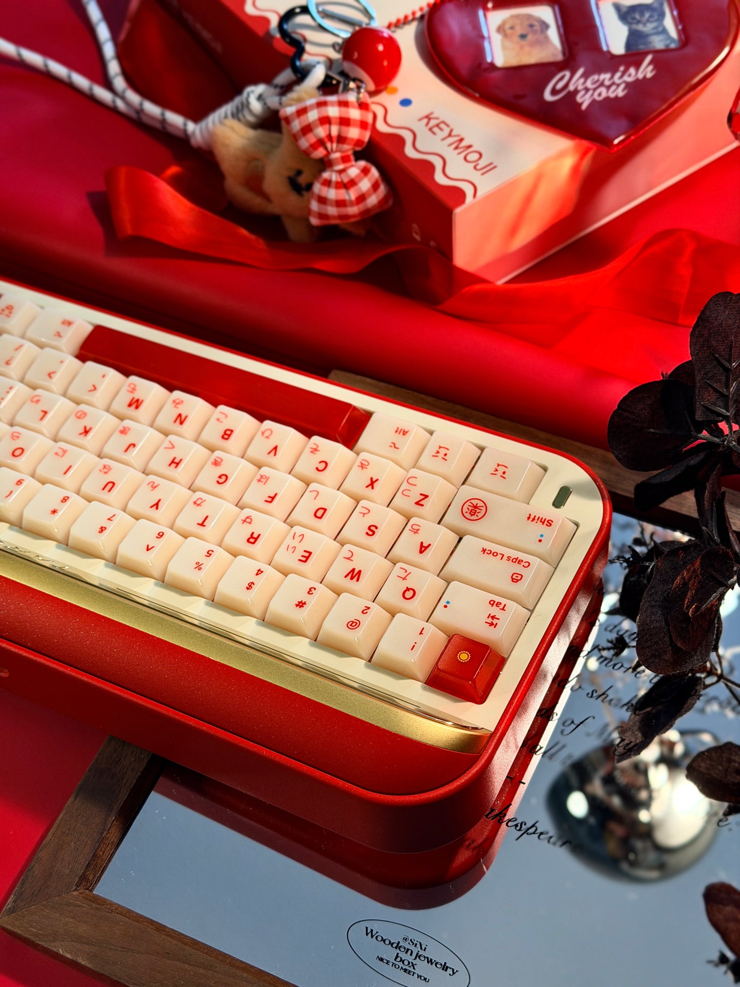 ONLY 1 Instock Prebuilt Aluminum Custom Mechanical Keyboard Targa65 Red Gold Set