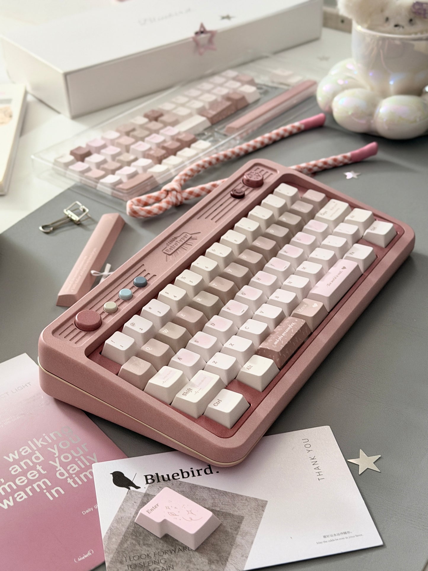 ONLY 1 Instock Prebuilt Aluminum Custom Mechanical Keyboard RT50 Dusty Rose Pink Set