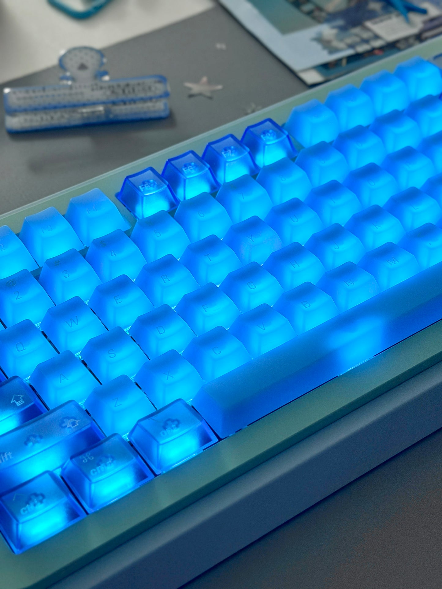 ONLY 1 Instock Prebuilt Aluminum Custom Mechanical Keyboard Blue Green Soap75 Wireless Set