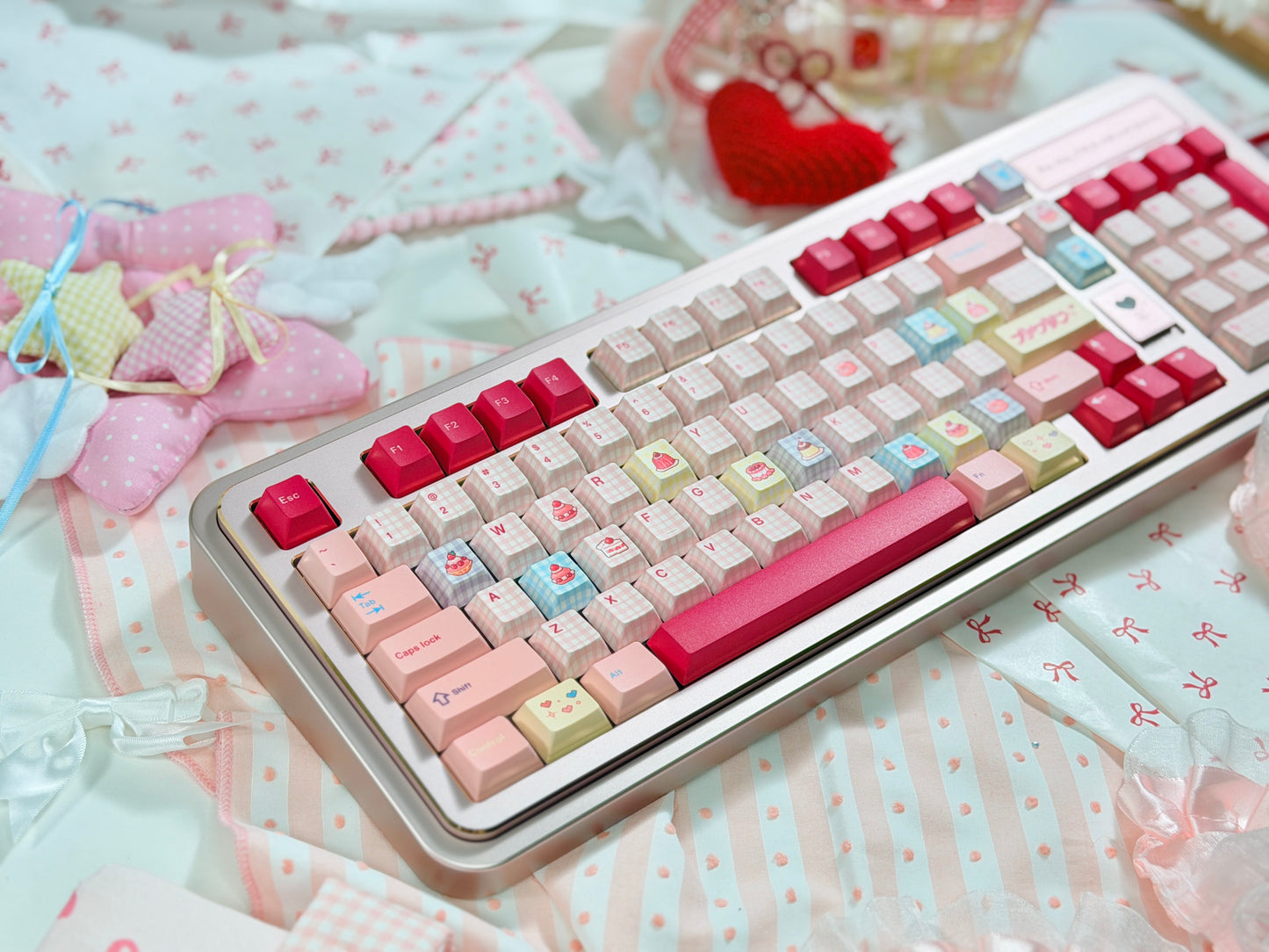 #0242 Showa Dessert Cream Soda Pastel Grid Keycaps Designed By Keyria Labs