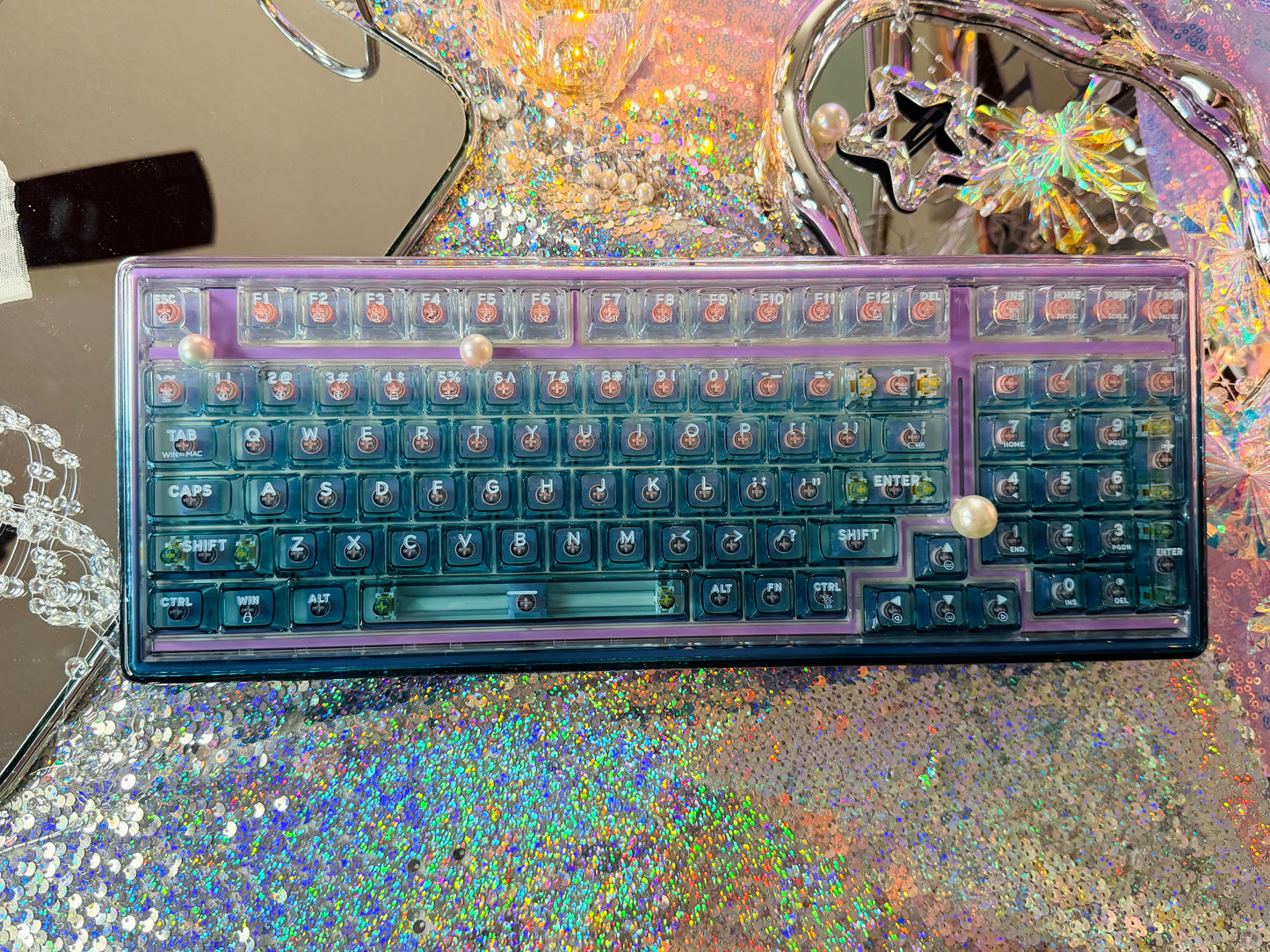 Unboxing Sample For Sales ONLY 1 Instock Prebuilt Einperr Base99 Wireless Mechanical Keyboard with PC Transparent Keycaps, Hot Swappable Custom Keyboard with Number Pad, RGB Backlit, Lulu Switch for Windows Mac - Cosmic Violet