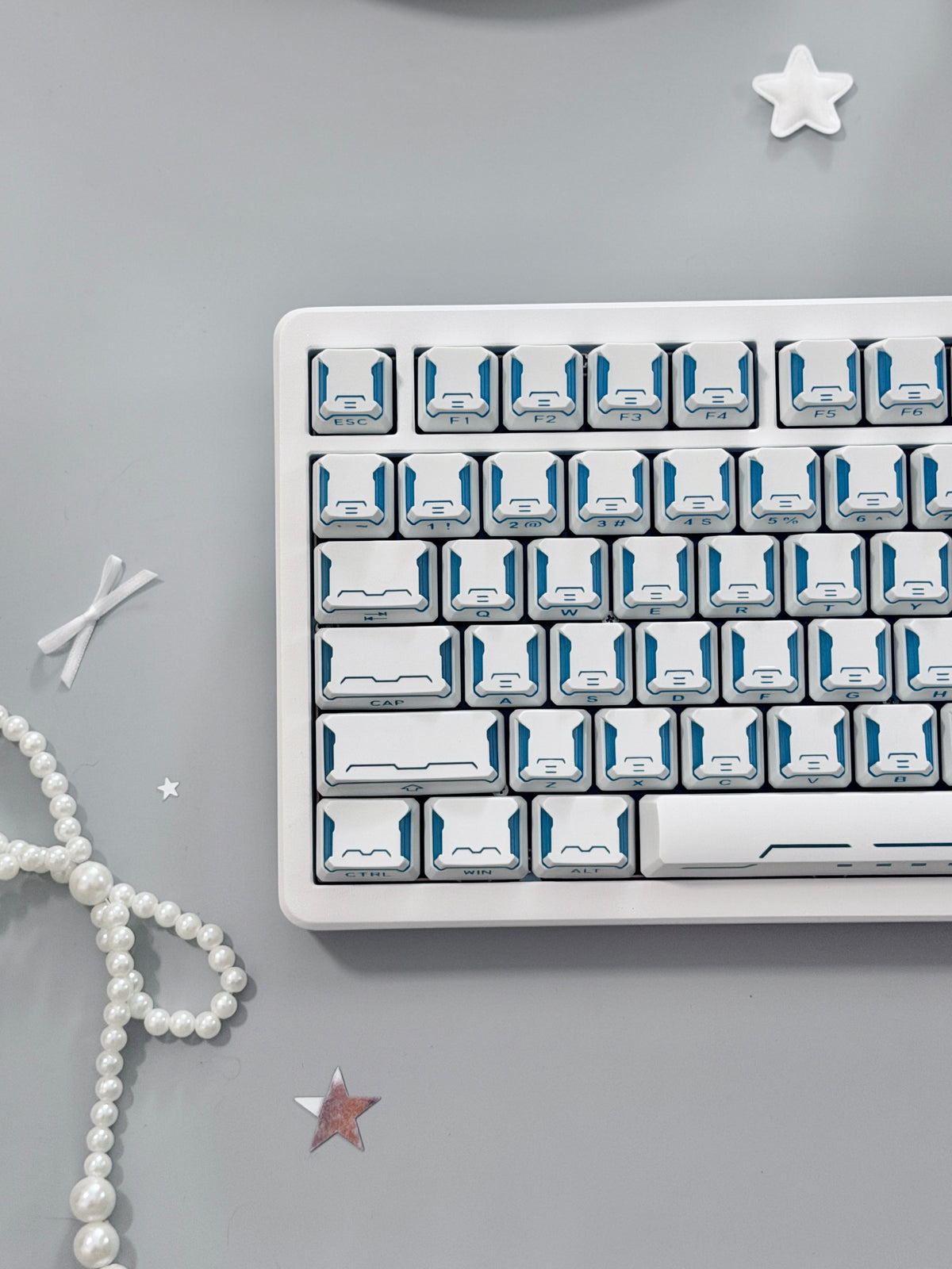 Unboxing ONLY 1 For Clearance WOMIER SK75 TMR White WIRELESS ALUMINUM CUSTOM KEYBOARD & STAR PRISM WHITE-BLUE CHERRY PROFILE SHINE-THROUGH KEYCAP SET