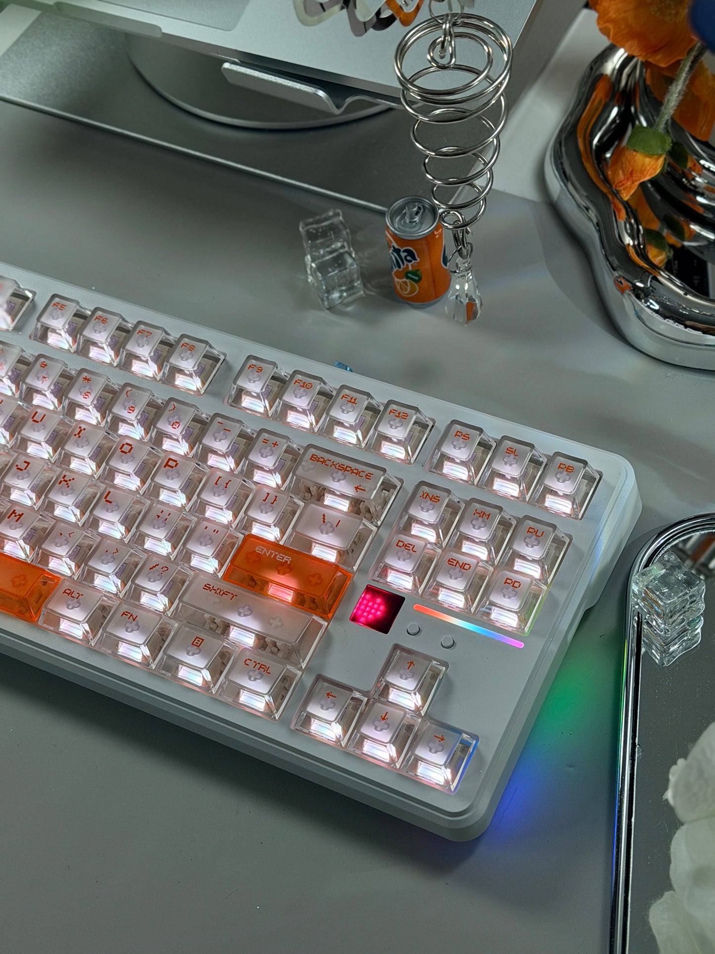 Unboxing Clearance ONLY 1 Instock Attack Shark X87 Ultra Wireless Mechanical RGB Backlit Iced Orange Keyboard