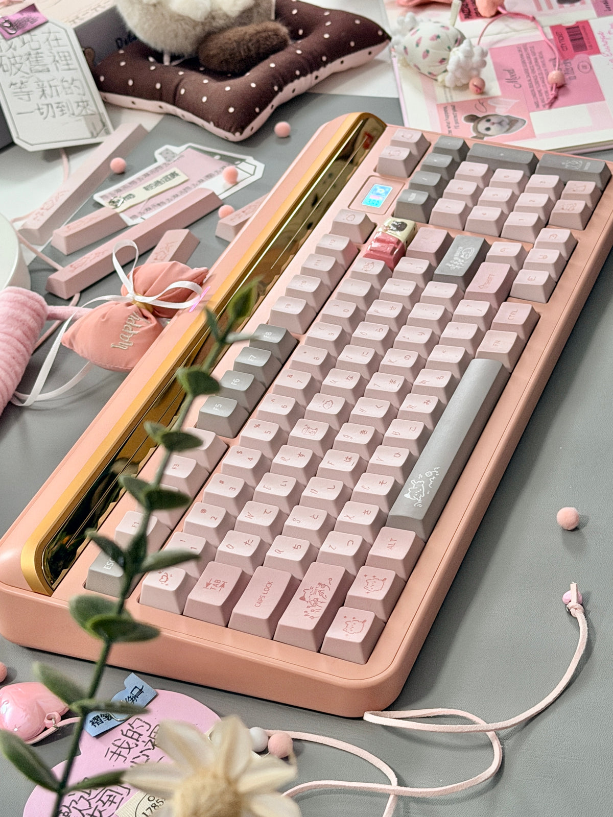 ONLY 1 Instock Prebuilt Aluminum Custom Mechanical Keyboard Targa98 Pink Set