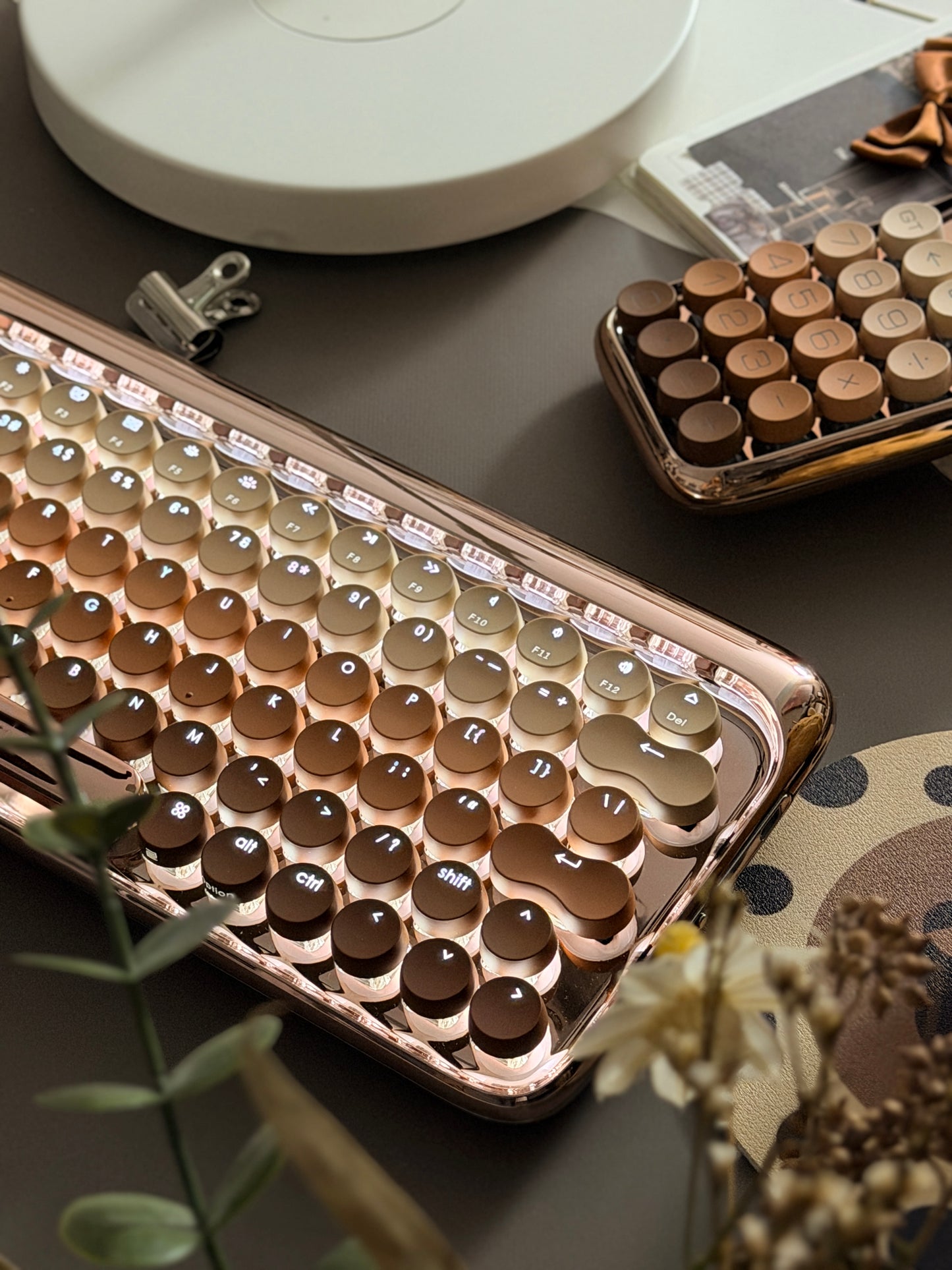 Lofree DOT Coffee Theme Mechanical Keyboard Set For Windows/Mac Tablet Office Bluetooth