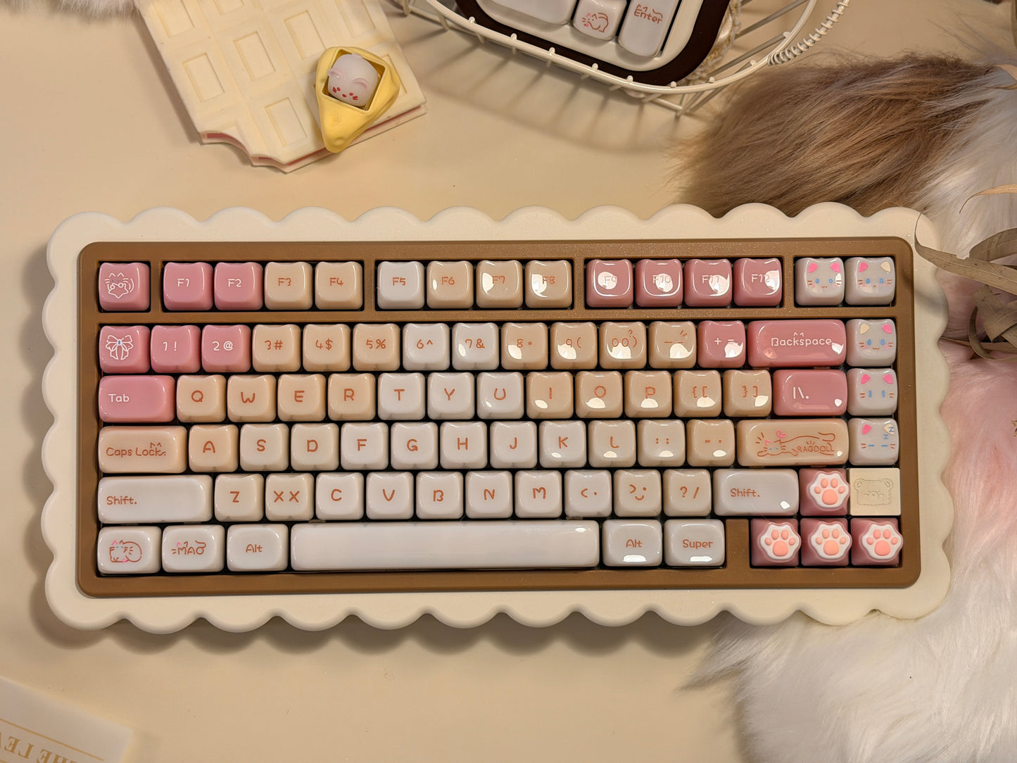 ONLY 1 Instock Prebuilt Aluminum Custom Mechanical Keyboard Cookie75 & Toast Pad Set