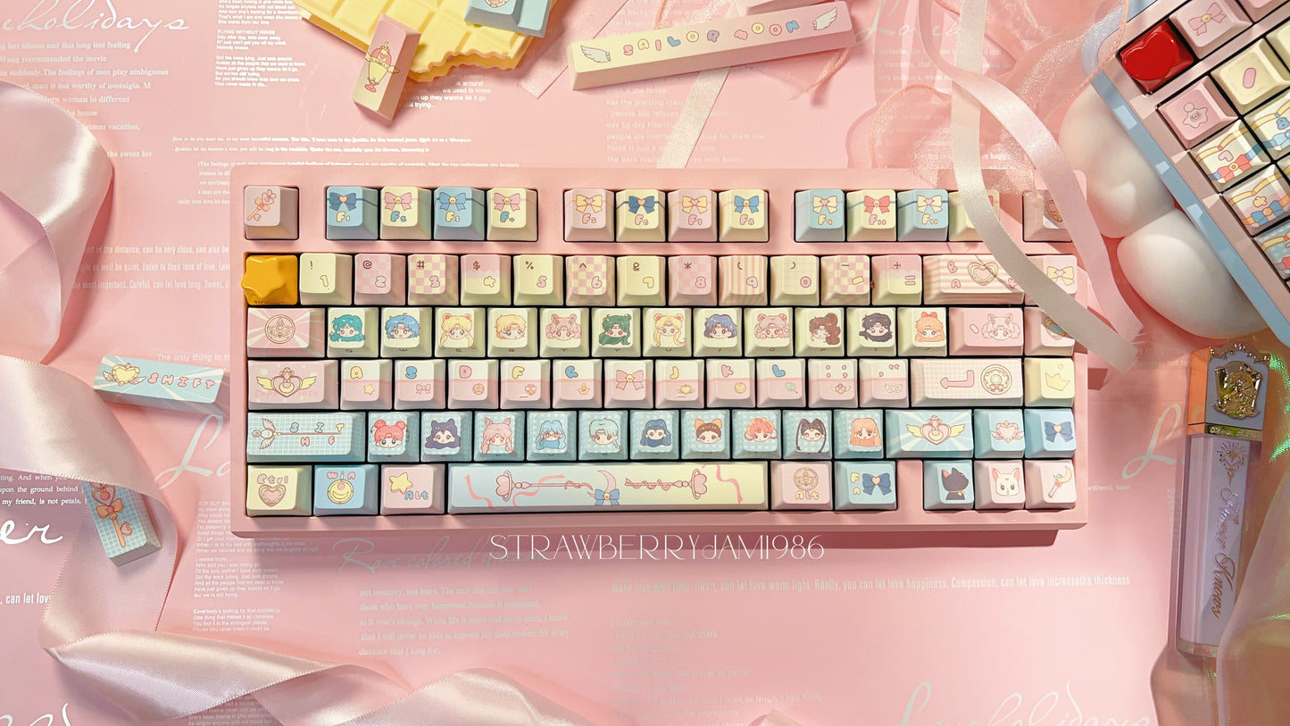 096 Sailor Moon Pastel Pink Yellow Blue Keycap Cherry Profile