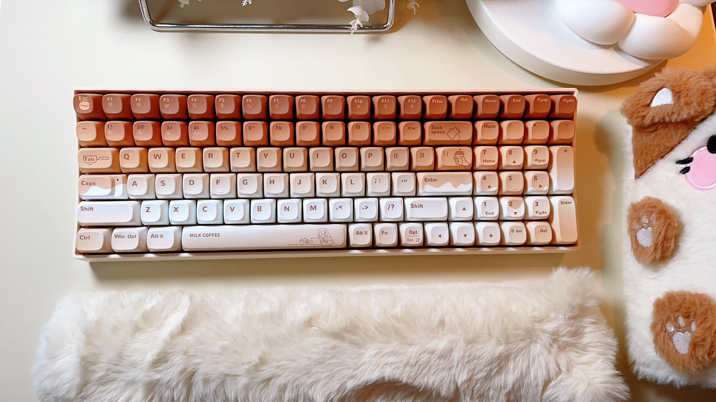 Creamy Thock Lofree milk coffee three-mode wireless Bluetooth mechanical keyboard, cute girl high-value keyboard