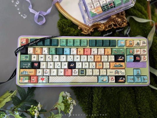 PREORDER Prebuilt Aluminum Customized Mechanical Keyboard Rose80 Green Purple Spring Break Keycap Set