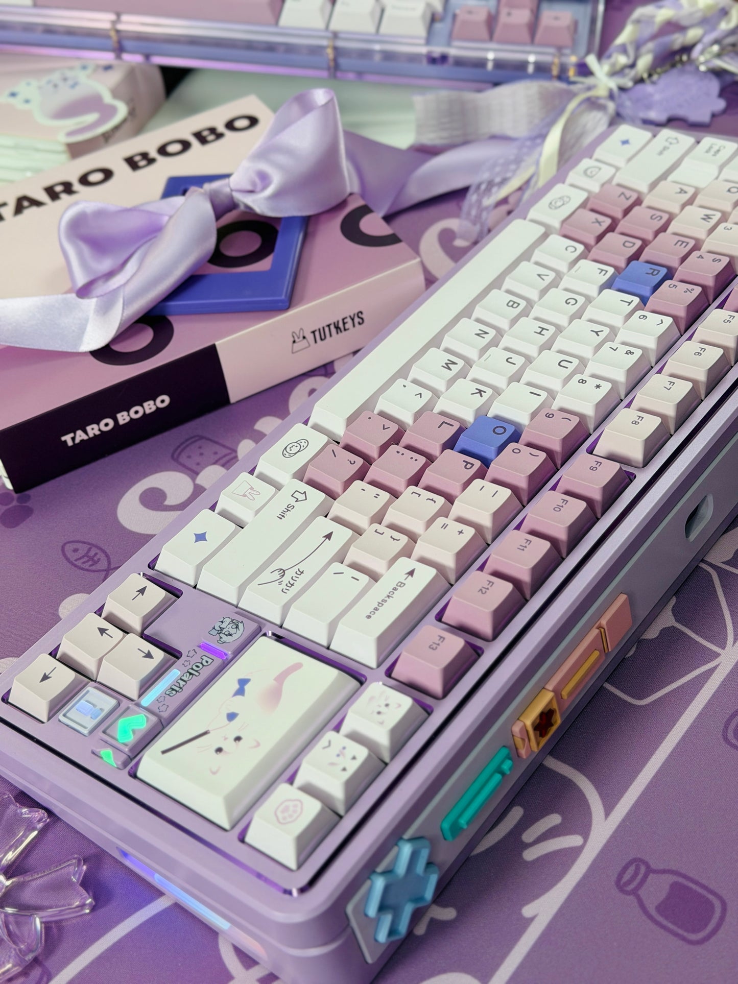 ONLY 1 Instock Prebuilt Aluminum Custom Mechanical Keyboard Polaris80 Purple Set
