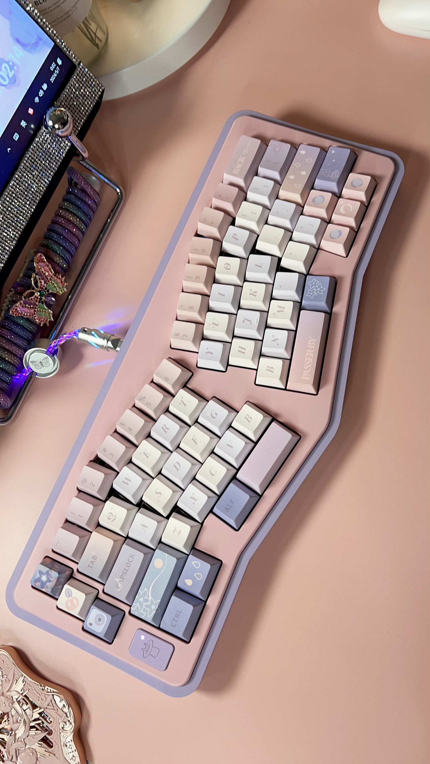 Preorder Prebuild Purple Pink Dreamy Bellflower Vlice Ergonomic Aluminum Customized Keyboard