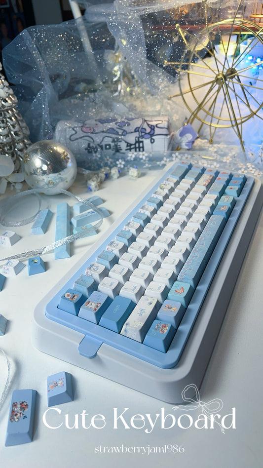 ONLY 1 Instock Prebuilt Soap65 Blue White Aluminum Customized Mechanical Keyboard Set