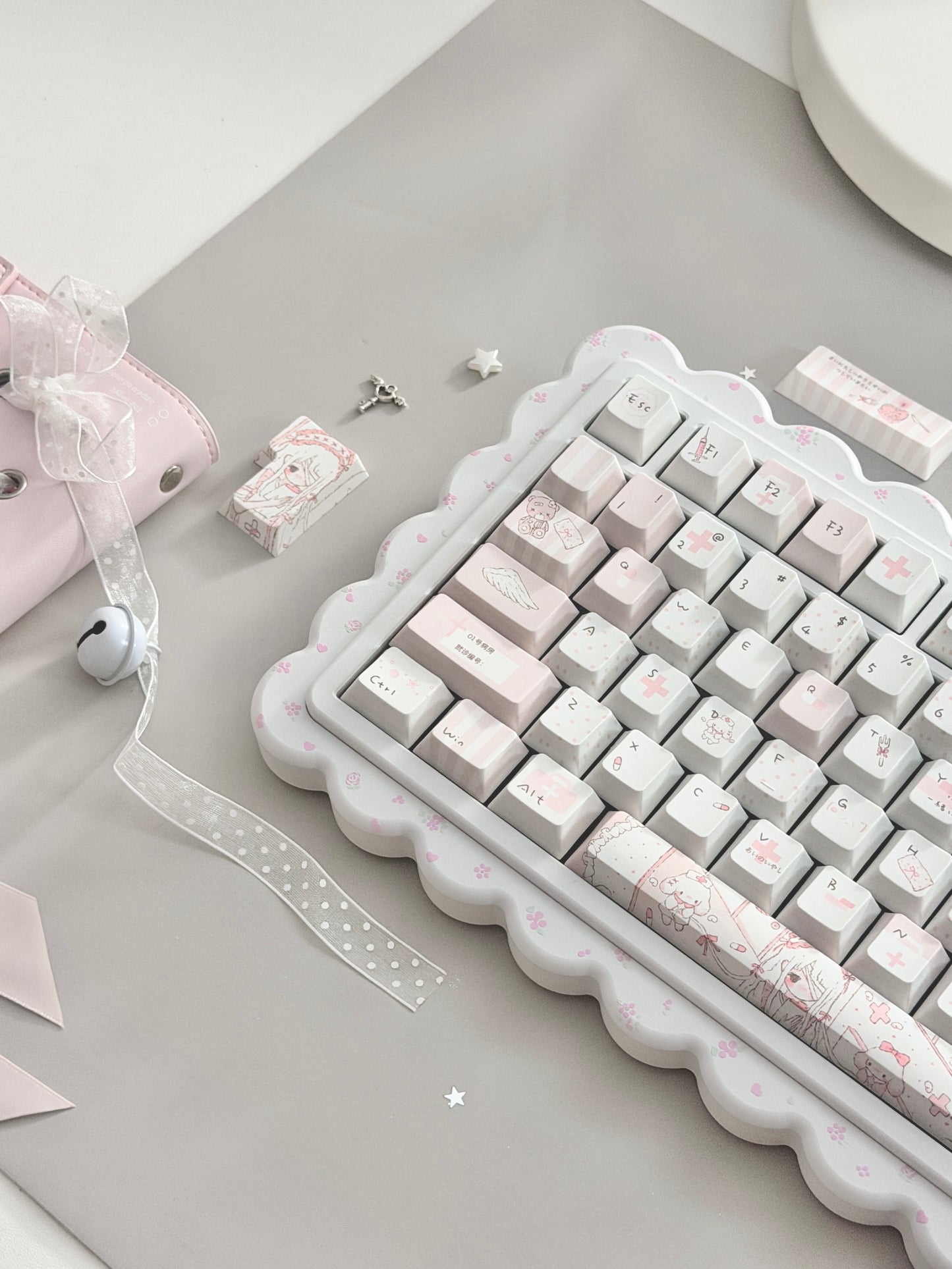 ONLY 1 Instock Prebuilt Aluminum Customized Mechanical Keyboard Cookies75 White Floral Set