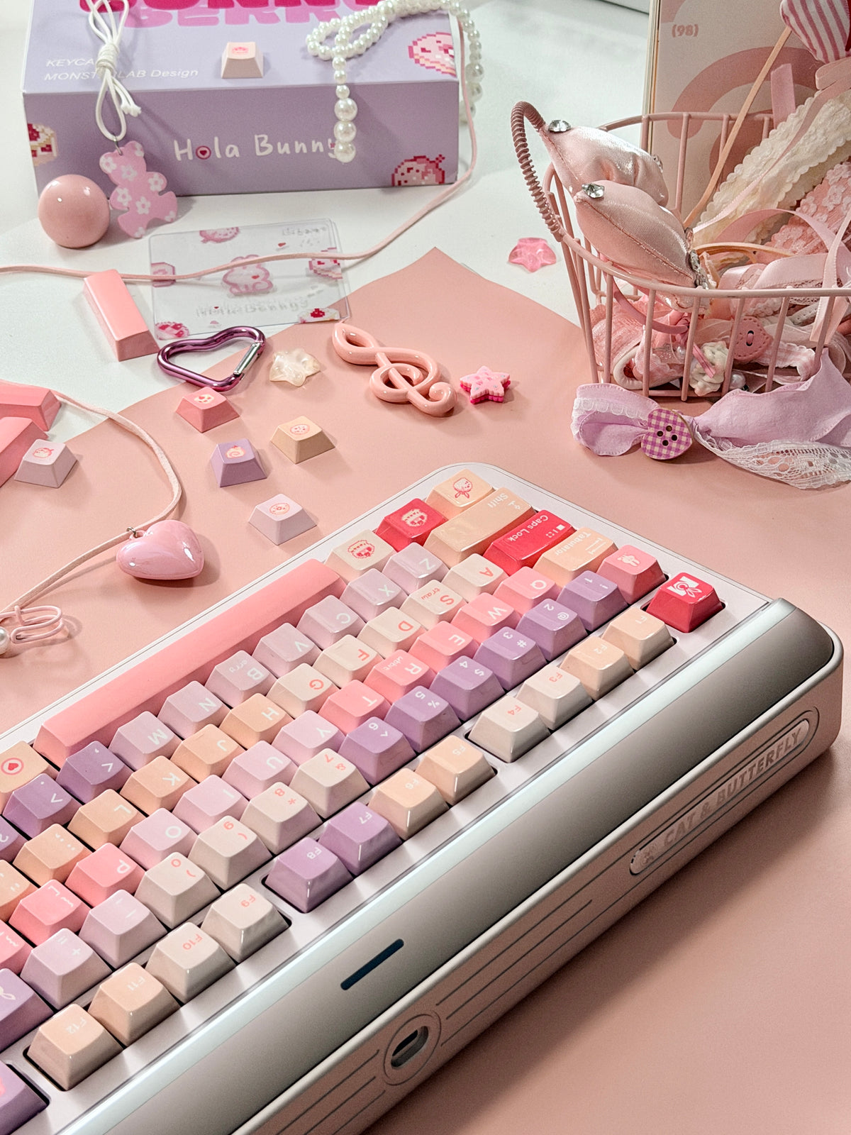 ONLY 1 Instock Prebuilt Targa98 Anordized Pink Aluminum Custom Mechanical Keyboard