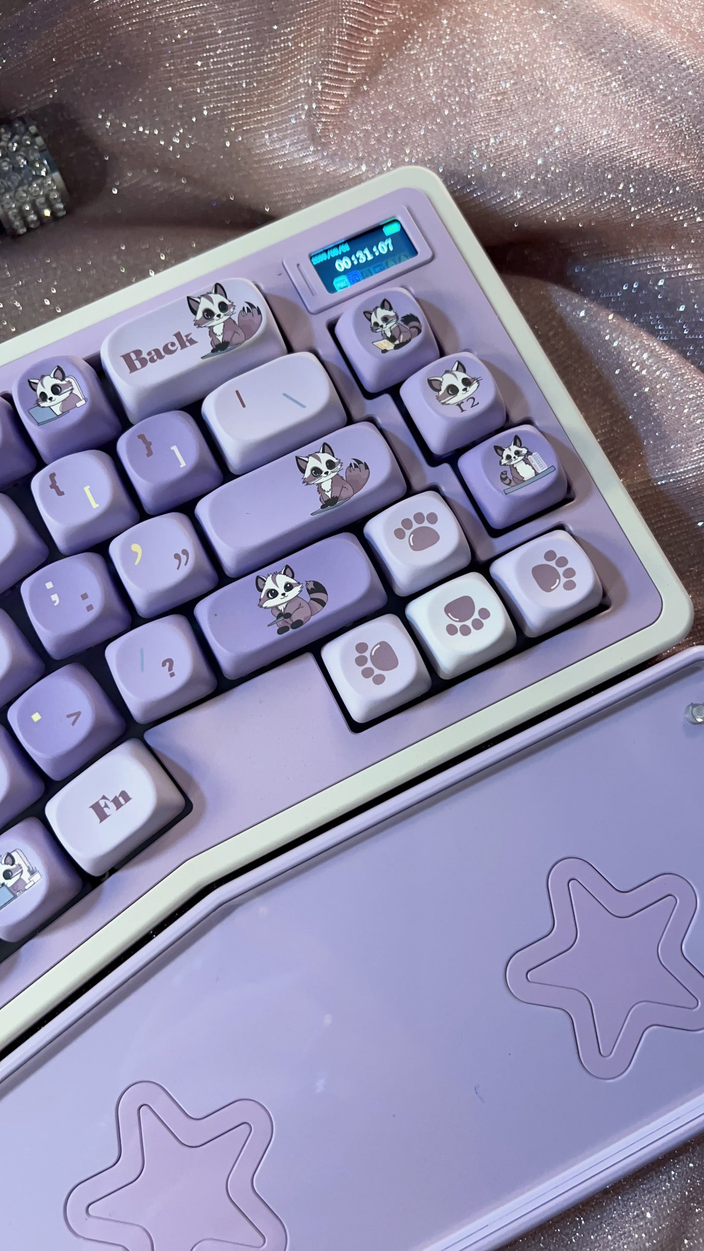 「Fully Assembled」Creamy Purple Gradient StarAlice Ergonomic Aluminum Customized Mechanical Keyboard