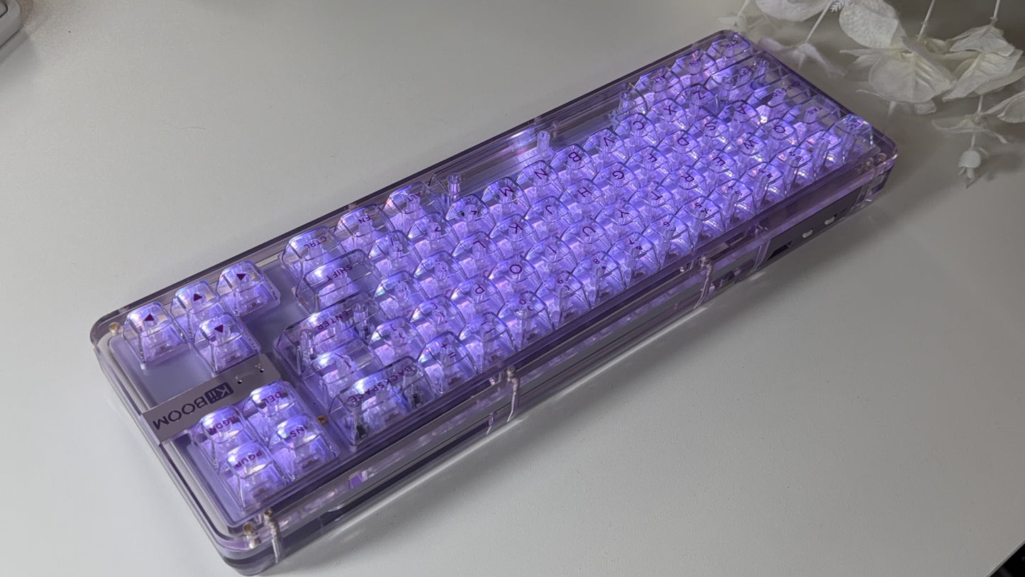 Unboxing For SALEs KiiBOOM Phantom 68 Purple Crystal Mechanical Keyboard + Taro Bobo Keycaps Alpha-A Set & Small Block