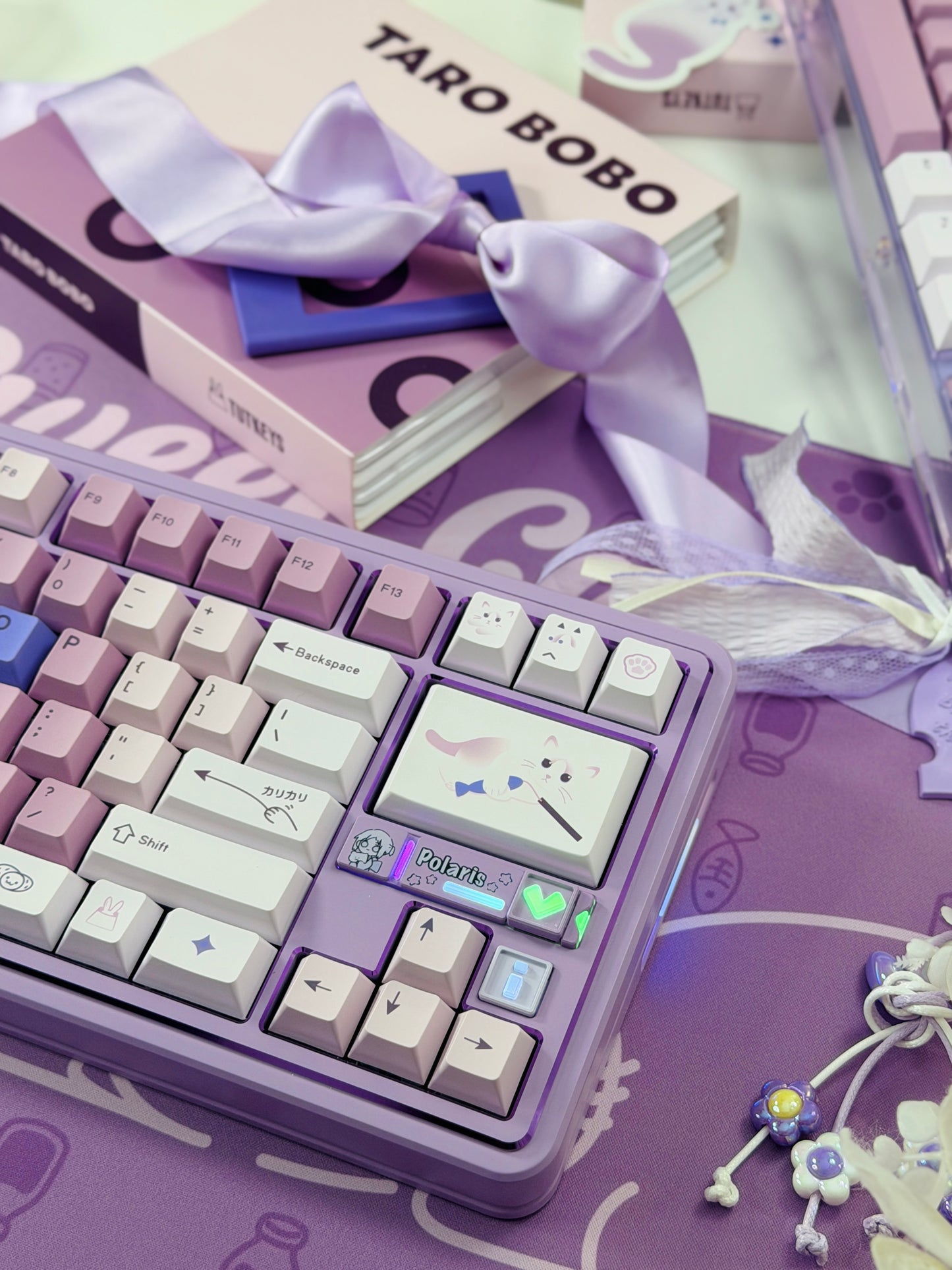 ONLY 1 Instock Prebuilt Aluminum Custom Mechanical Keyboard Polaris80 Purple Set