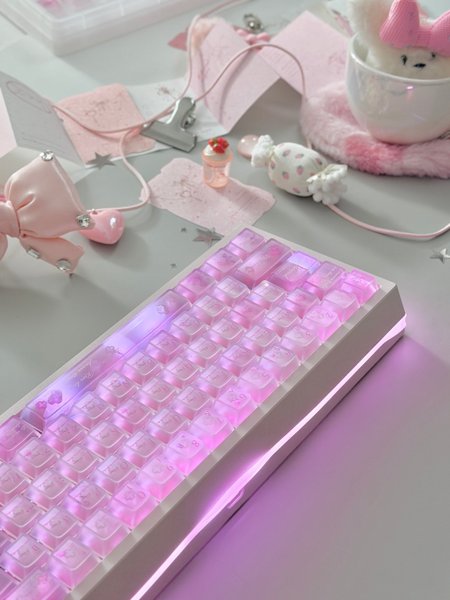 ONLY 1 Instock Prebuilt Aluminum Custom Mechanical Keyboard Meletrix ZOOM65V3 Pink Set