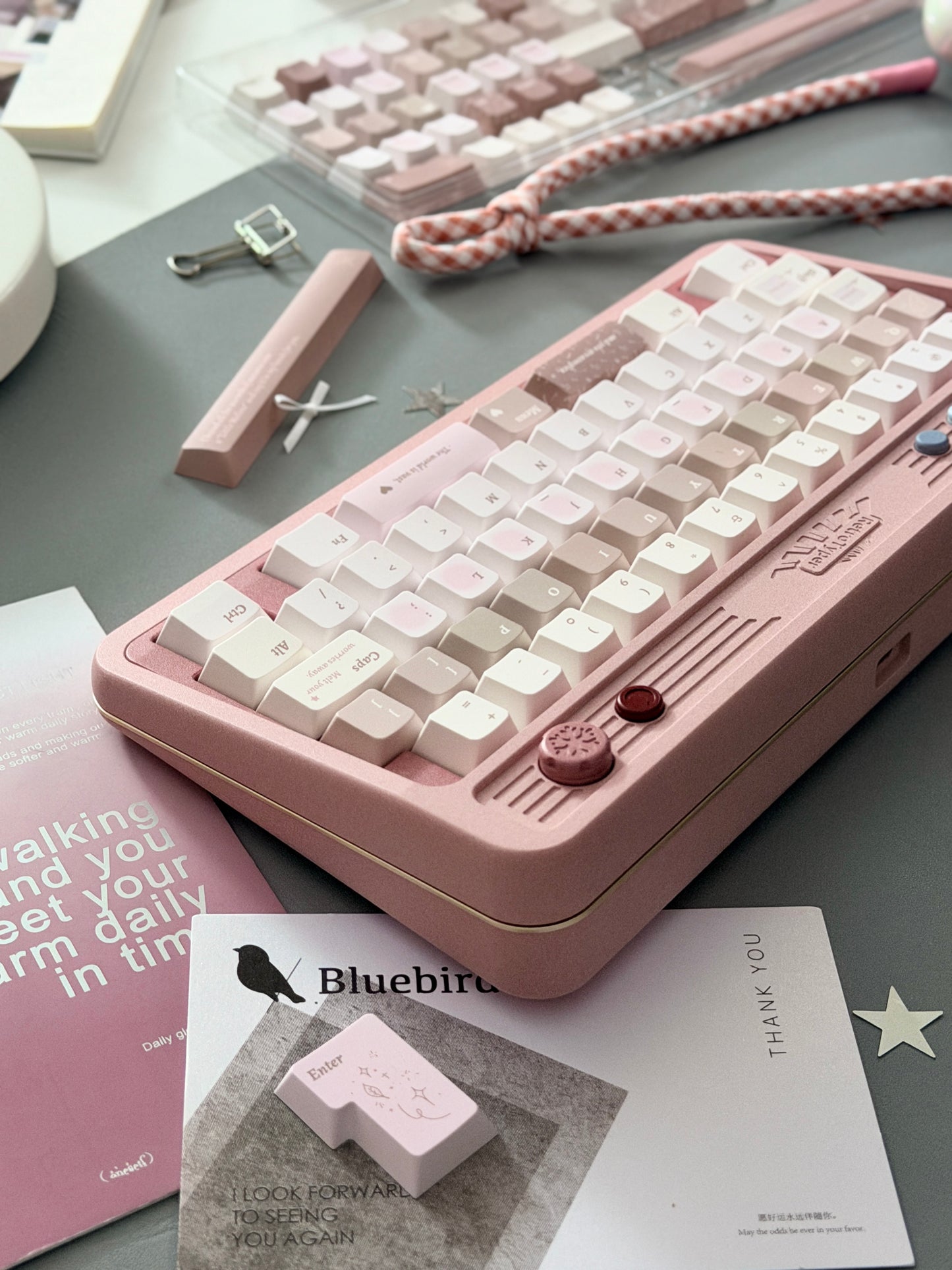 ONLY 1 Instock Prebuilt Aluminum Custom Mechanical Keyboard RT50 Dusty Rose Pink Set