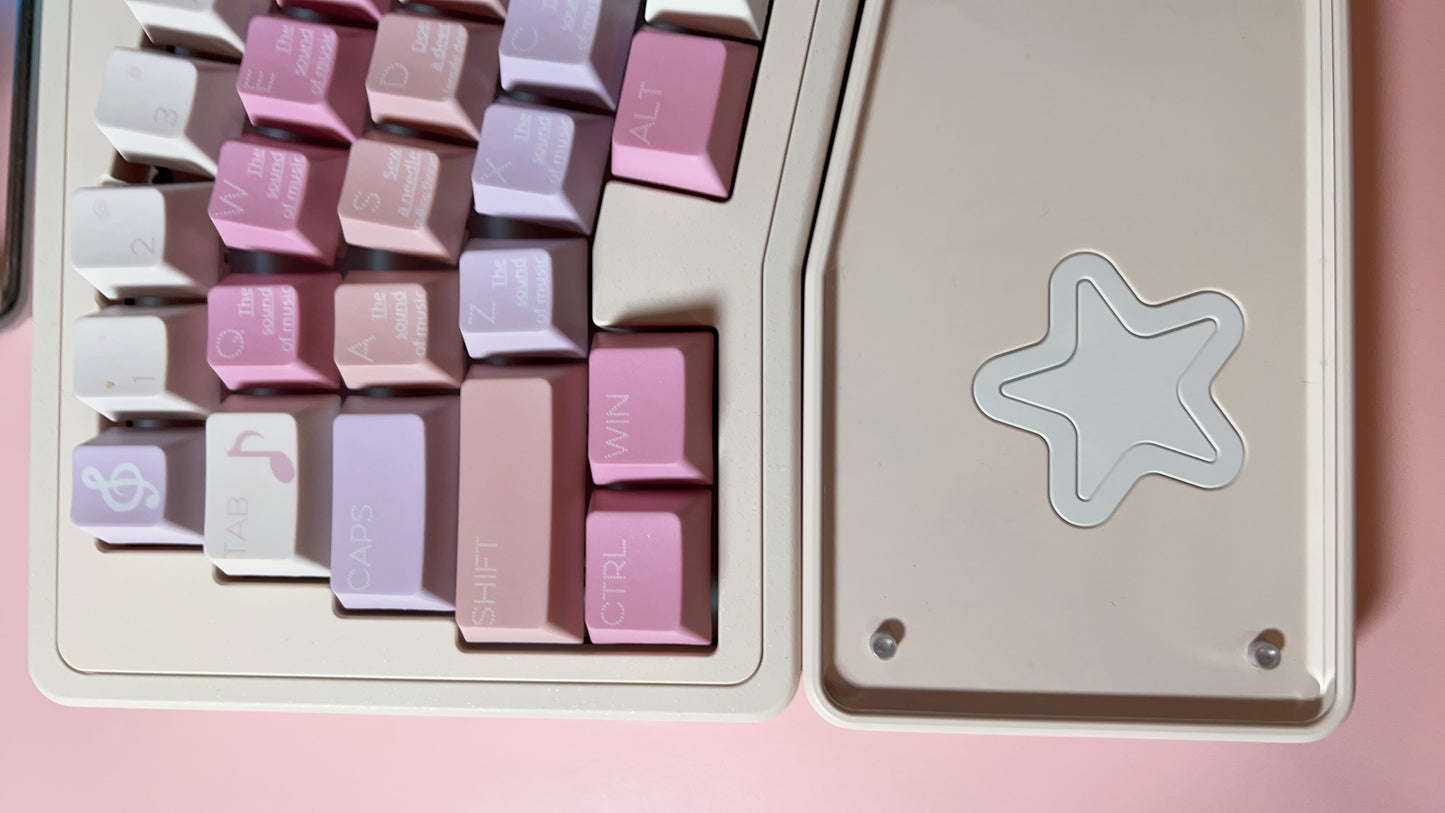 Sound of Music Pastel Pink Lilac Beige Cute Melody Notes Cherry Profile Customized Keycaps