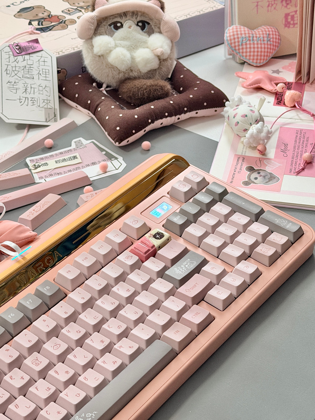 ONLY 1 Instock Prebuilt Aluminum Custom Mechanical Keyboard Targa98 Pink Set