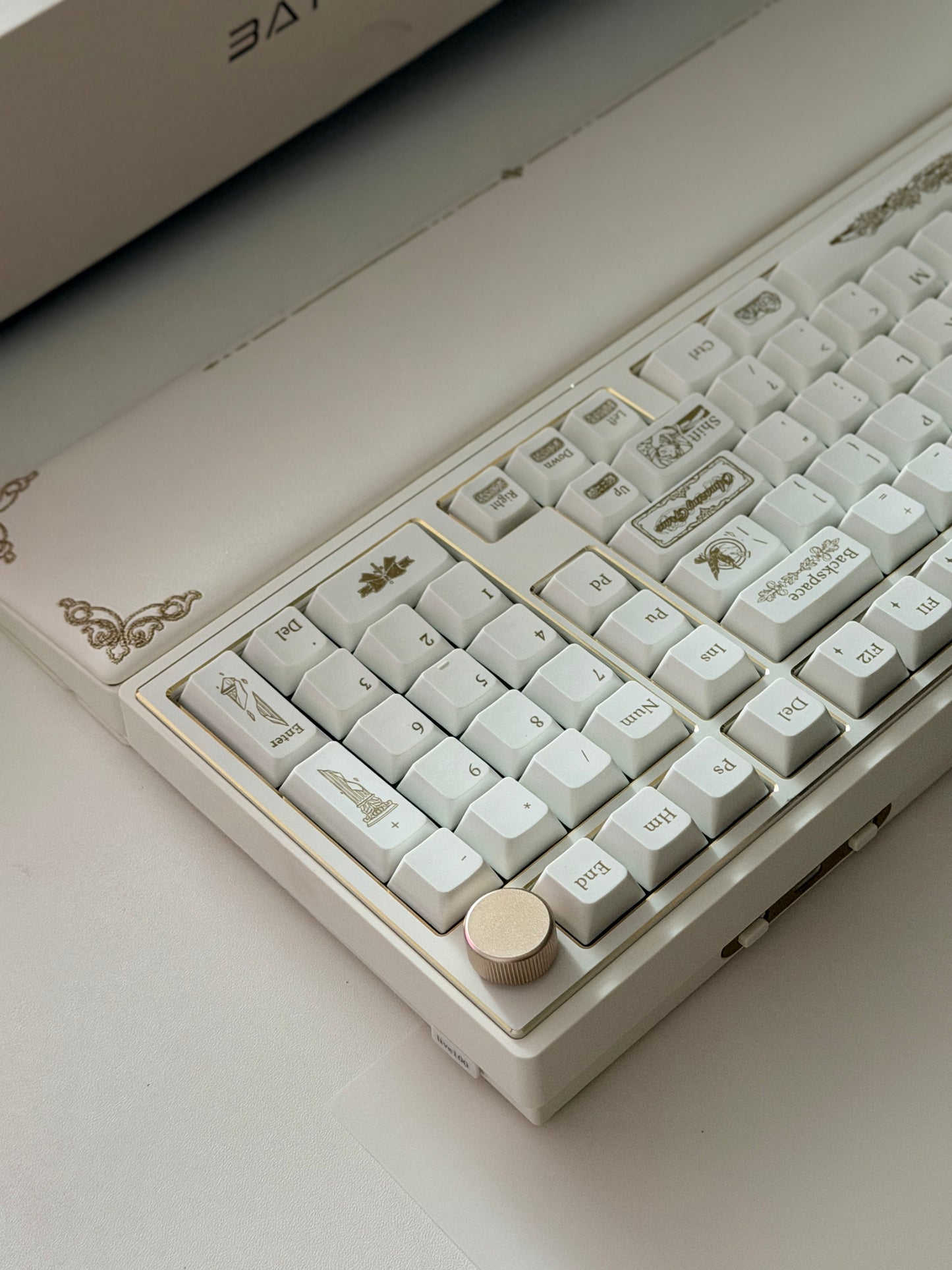 Unboxing Clearance ONLY 1 Instock velocifiretech Bat Knight Live100 Mechanical Keyboard- White Gold With Wristrest