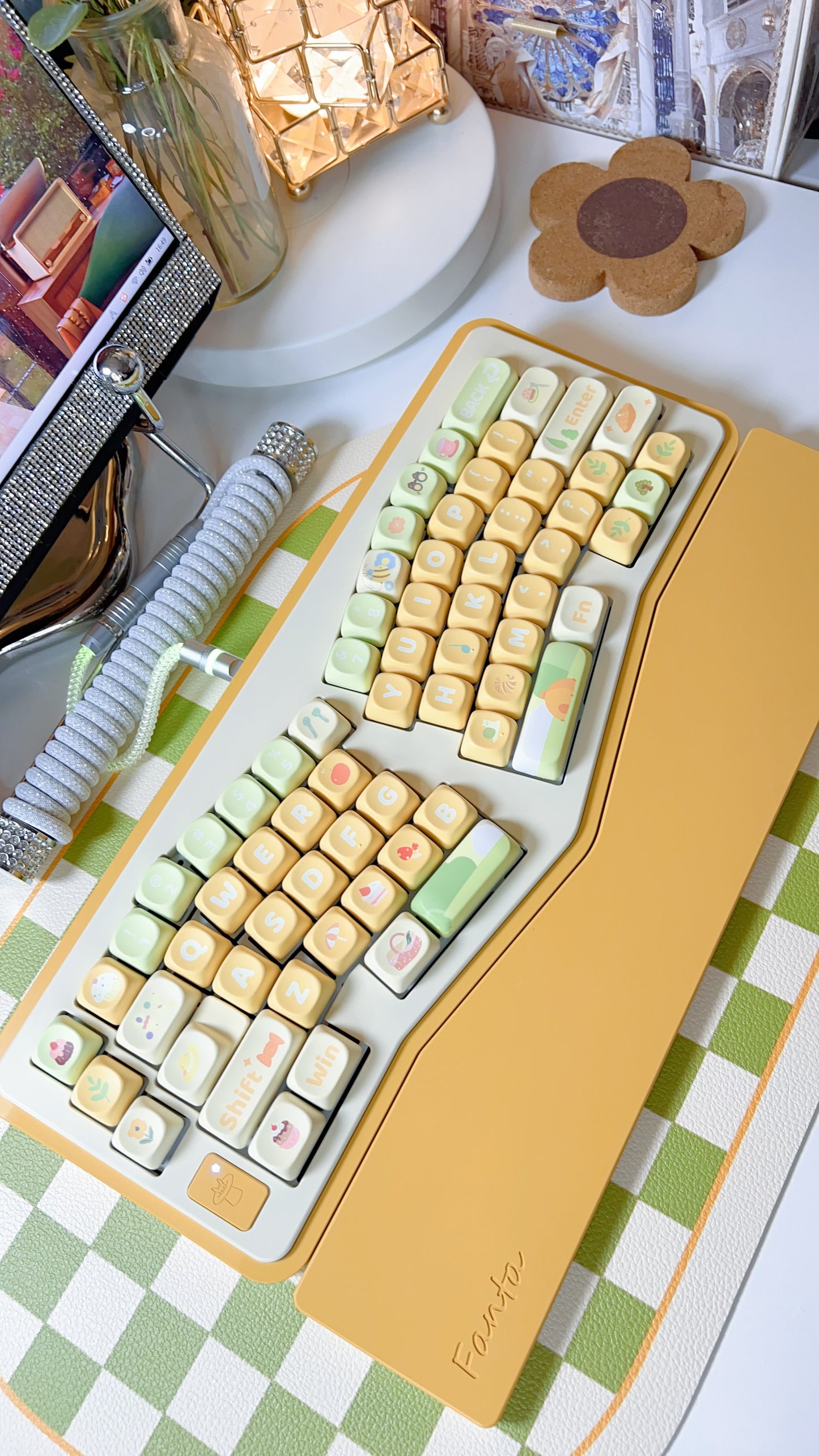 Pastel Green Yellow Go Picnic Spring Break Soa Profile Kawai Keycap Set Pandora Studio 142 Keys