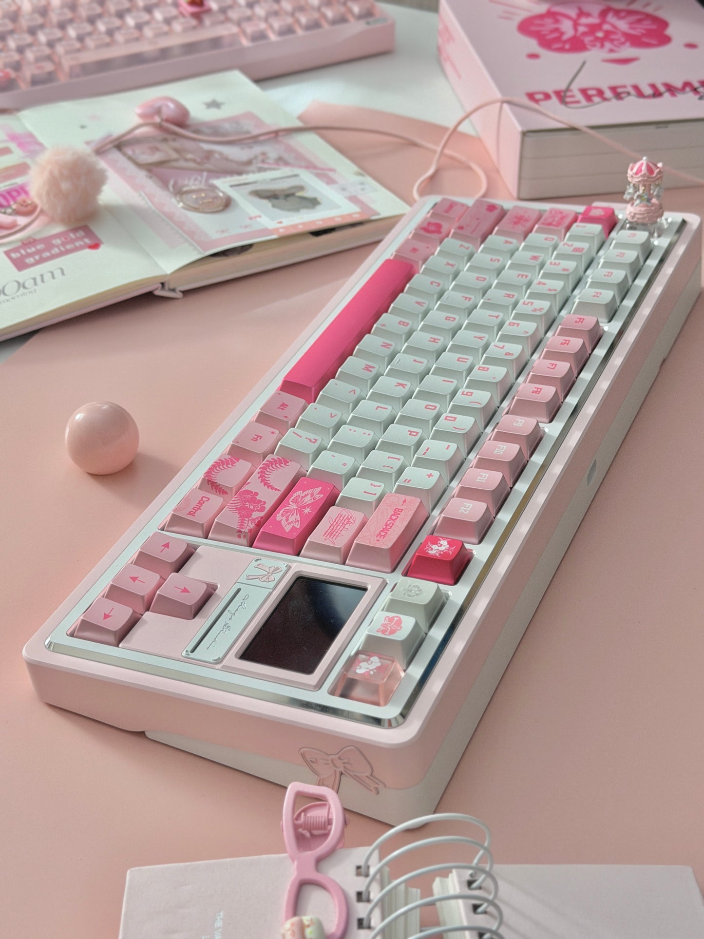 ONLY 1 Instock Pale Pink White Gift80 Prebuilt Aluminum Custom Mechanical Keyboard