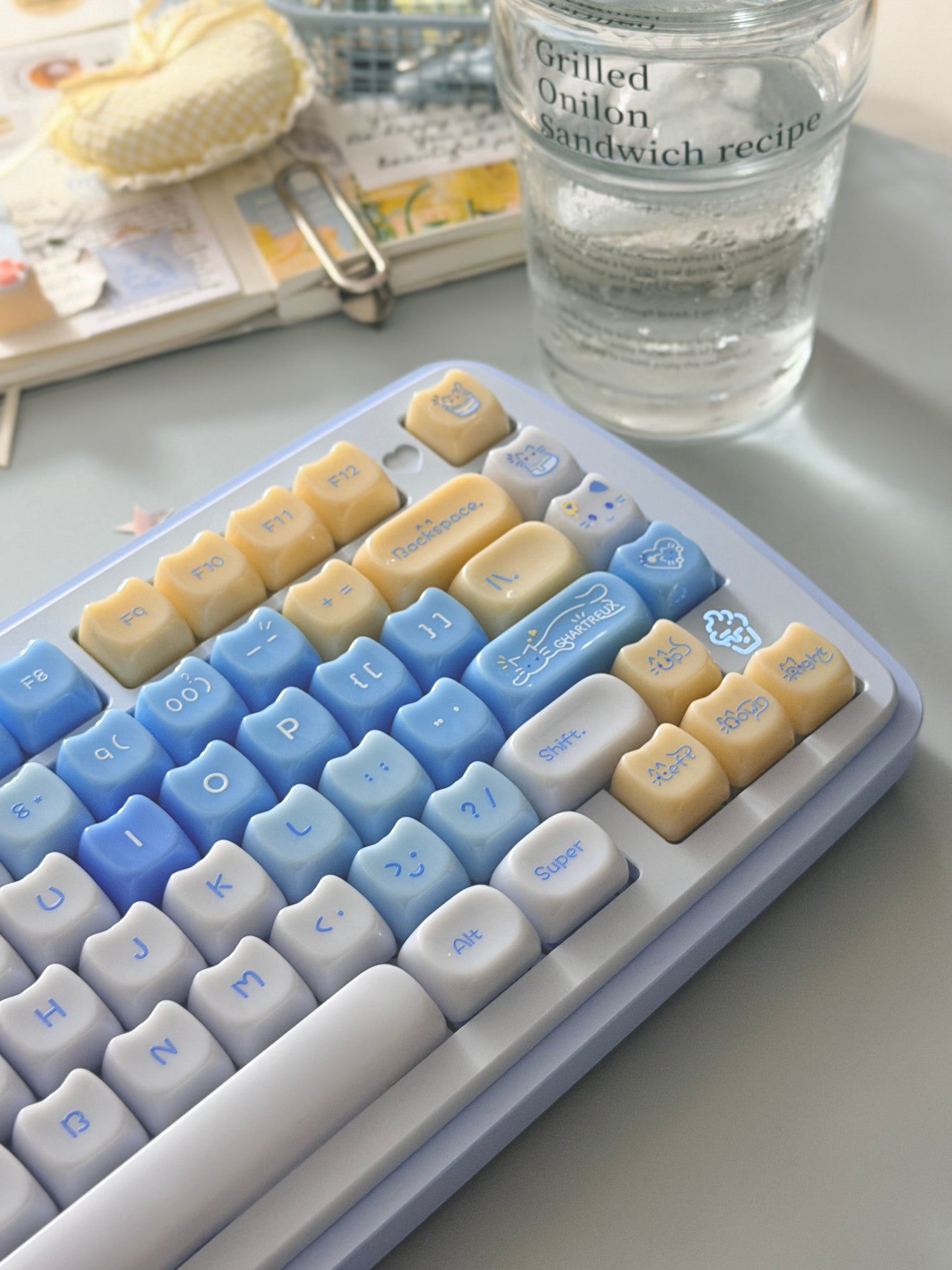 ONLY 1 Instock Prebuilt Aluminum Custom Mechanical Keyboard Yummy75 Blue Set