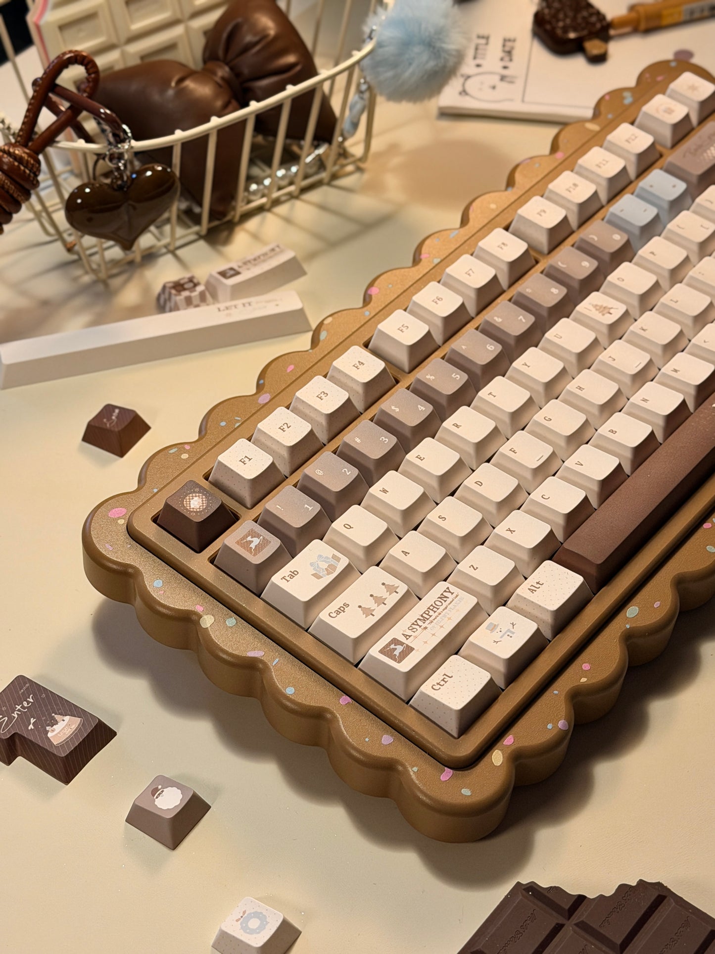 ONLY 1 Instock Prebuilt Aluminum Customized Mechanical Keyboard Cookies75 Brown Sugar Set