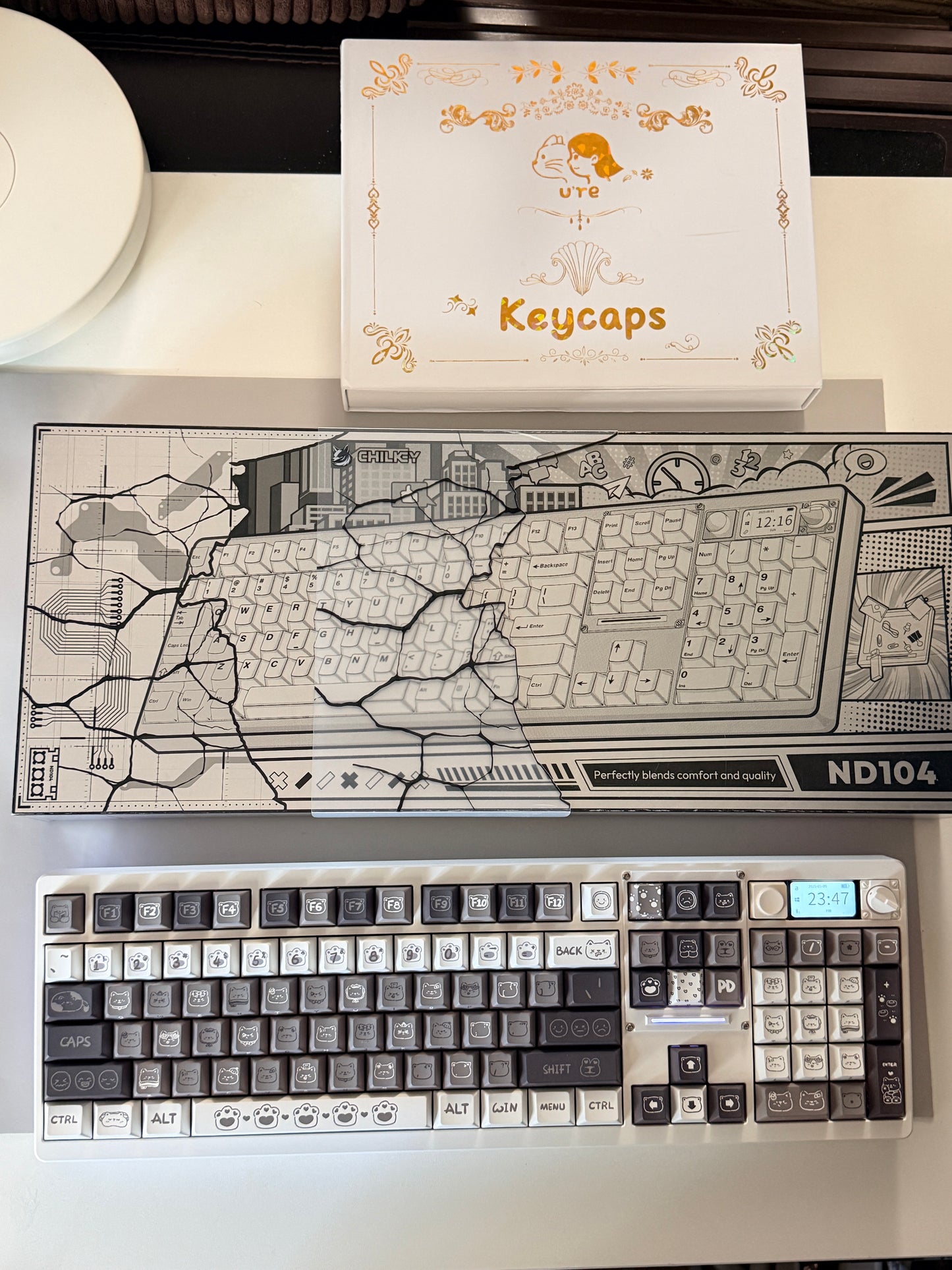 ONLY 1 Instock Prebuilt Aluminum Custom Mechanical Keyboard ND104 Emo Gray Keycaps Toast Switch