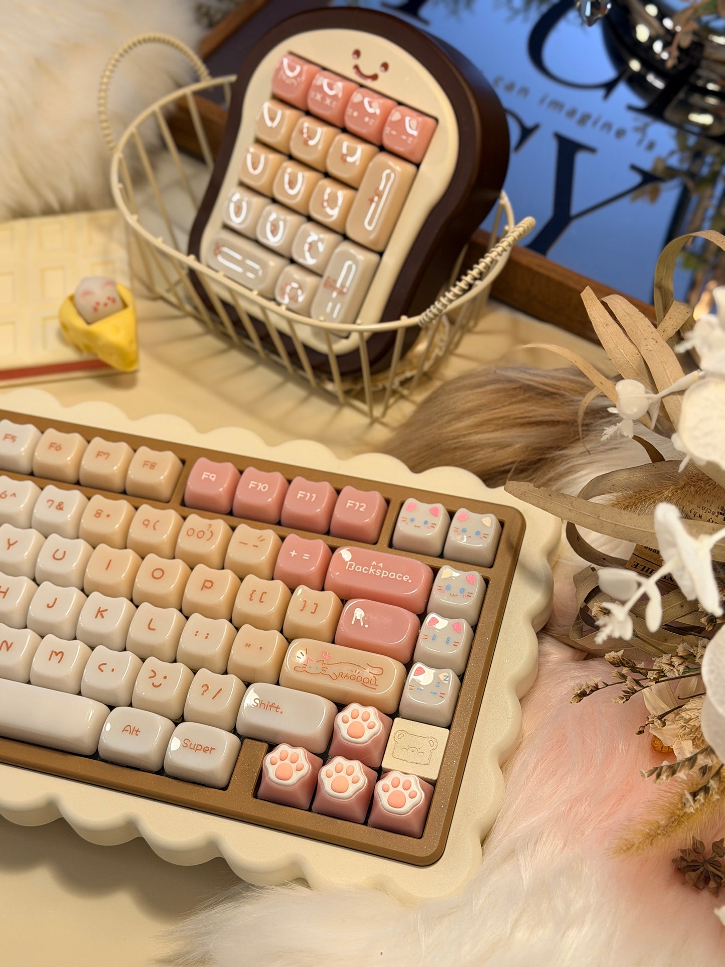 ONLY 1 Instock Prebuilt Aluminum Custom Mechanical Keyboard Cookie75 & Toast Pad Set