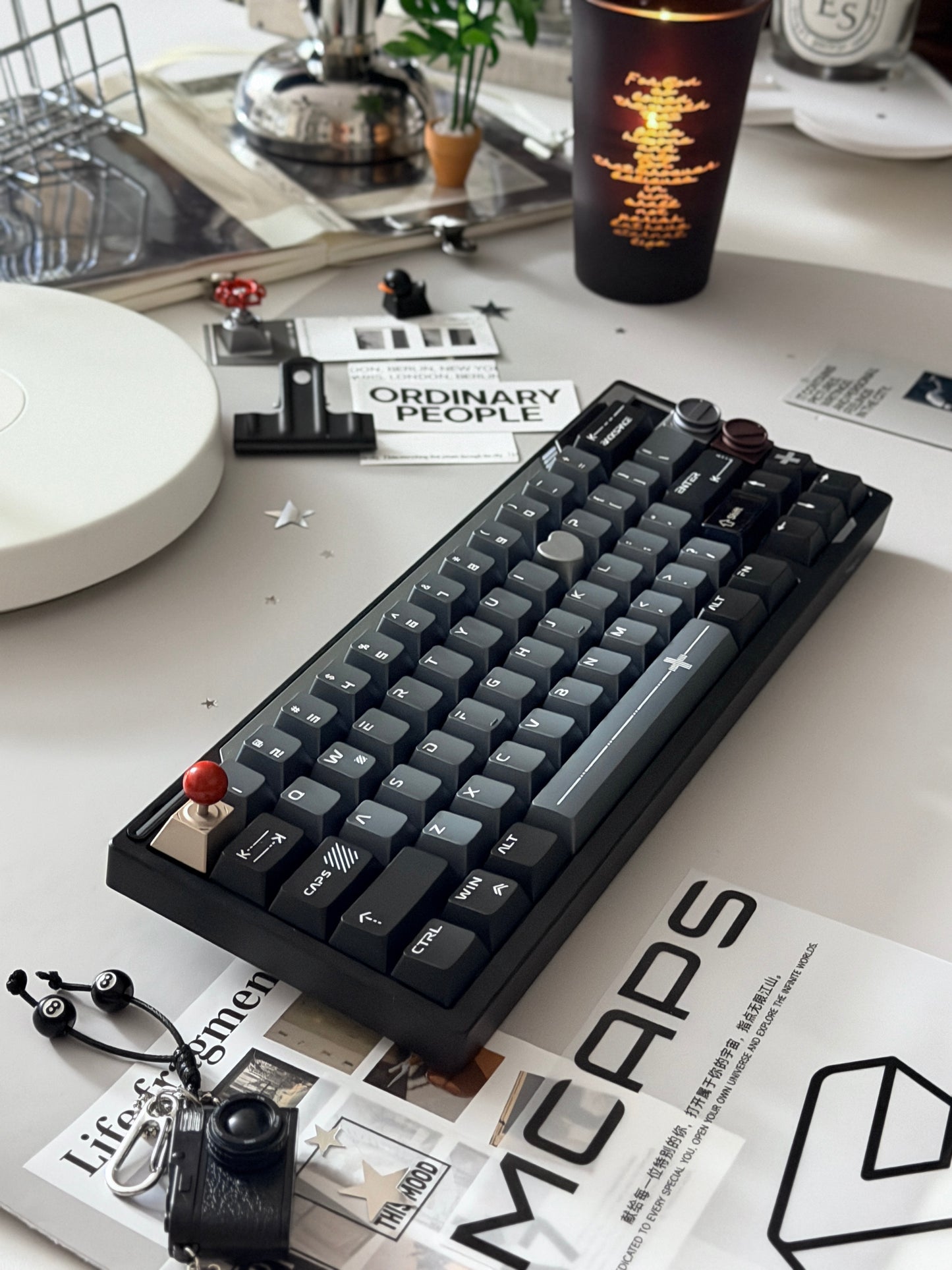 ONLY 1 Prebuilt Aluminum Custom Mechanical Keyboard Wuque Paper65 PRISM BLACK ➕ MCAPS Metal Keycap