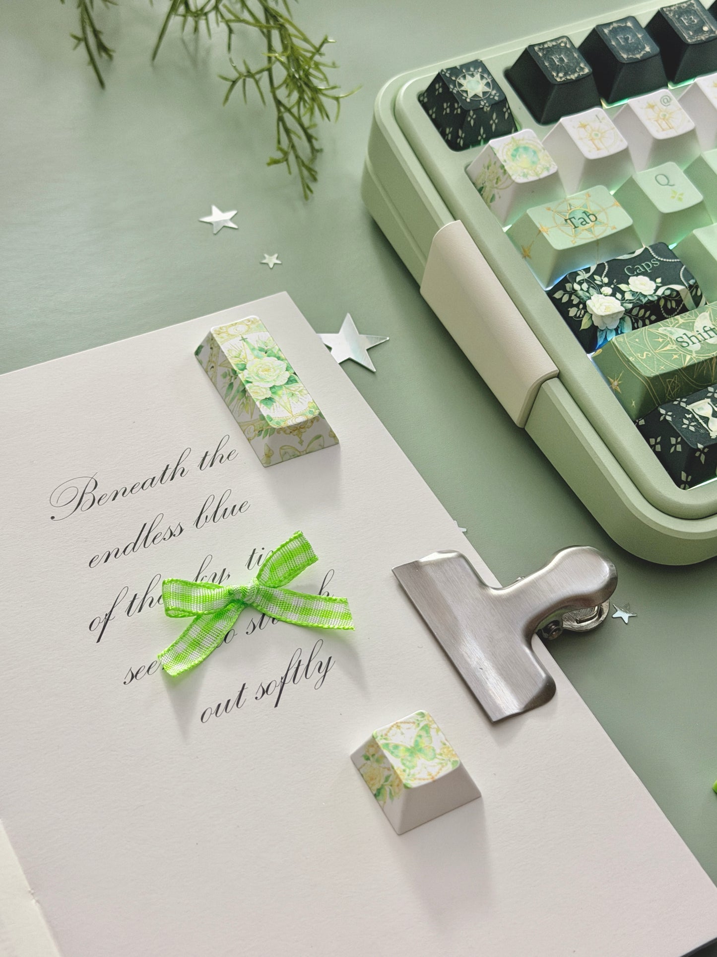 ONLY 1 Instock Prebuilt Aluminum Custom Mechanical Keyboard Bread80 Wireless Matcha Green Set